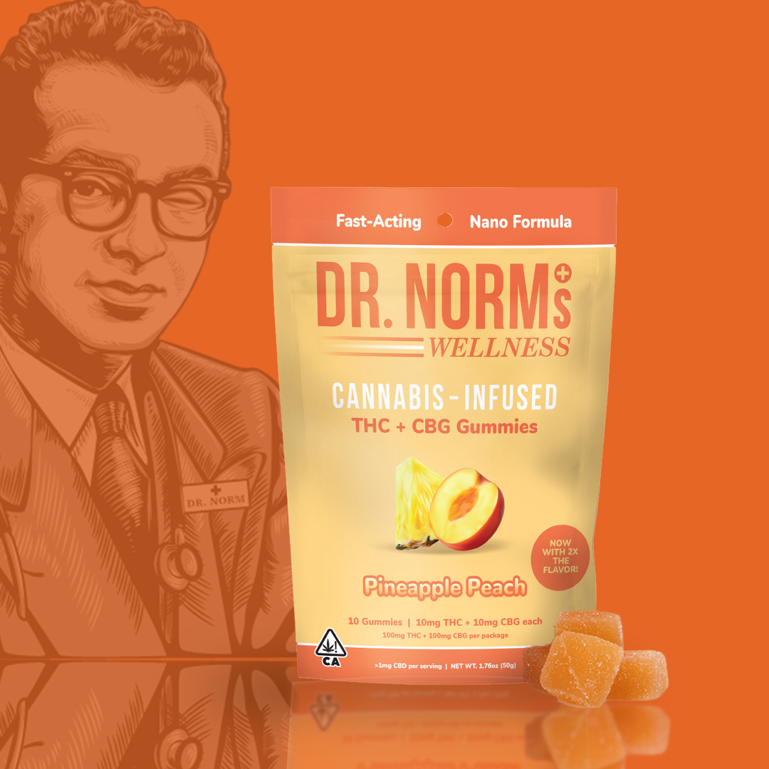 DR. NORM'S, 100MG 1:1 THC/CBG LIVEWELL GUMMIES, PINEAPPLE PEACH
