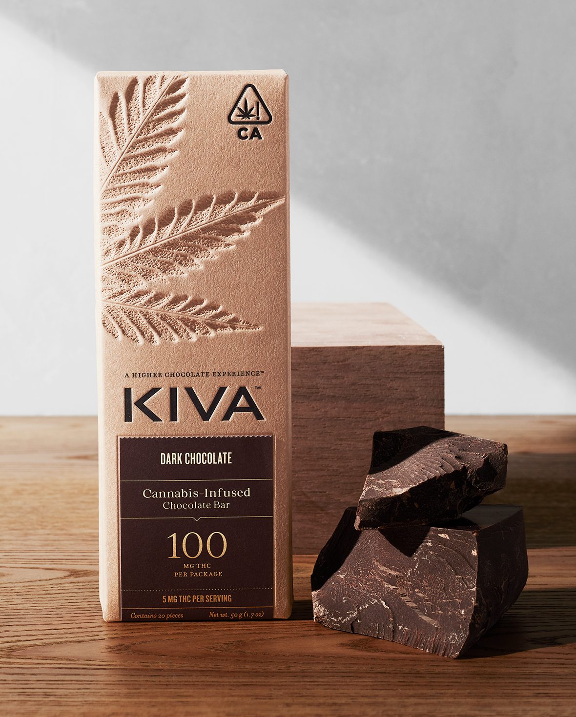 KIVA, 100MG CHOC. BAR, DARK