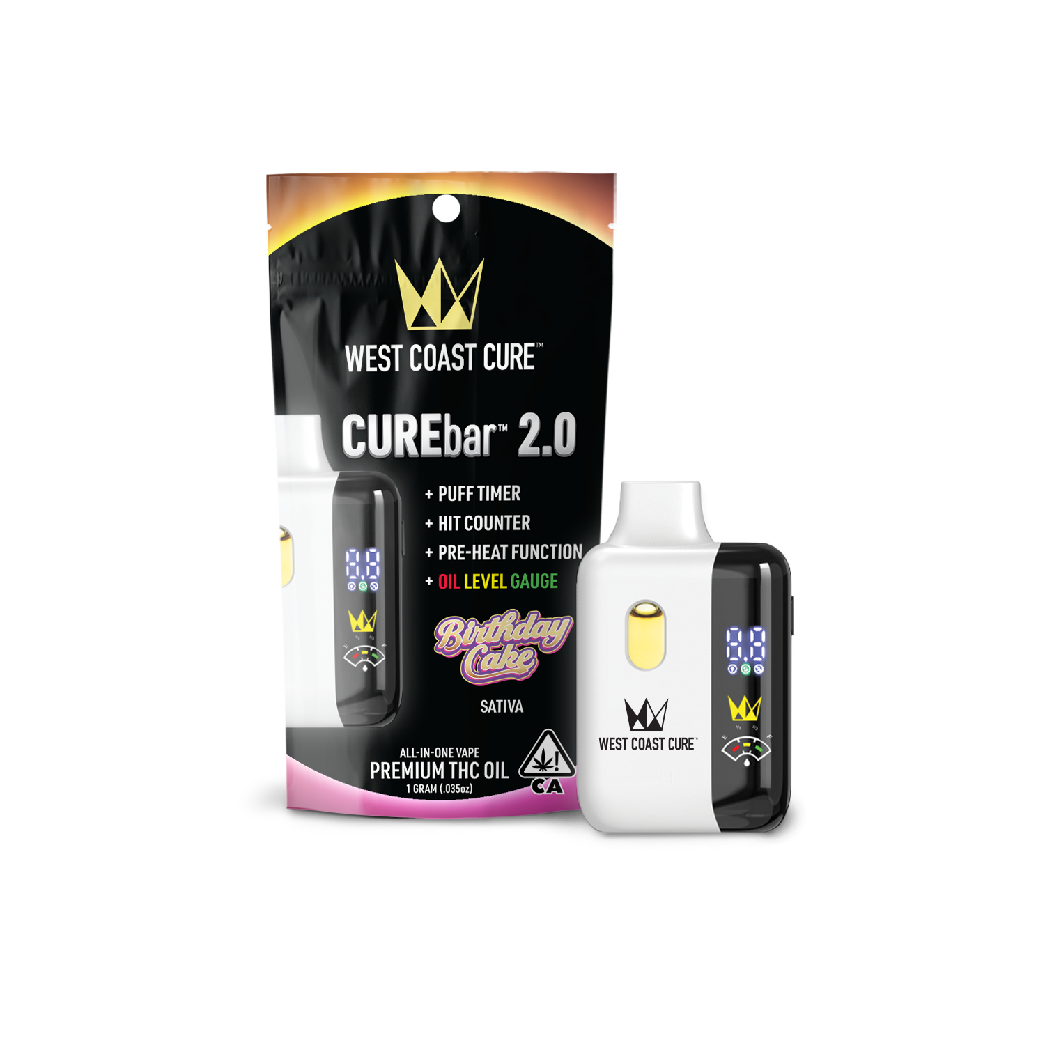 West Coast Cure 2.0 Disposable CUREbar - Birthday Cake (1g Indica)