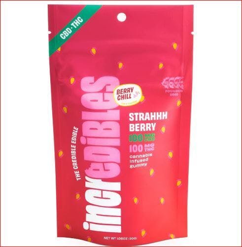 Incredibles Gummy Strahhhberry 1:1 THC:CBD 100mg 10pk