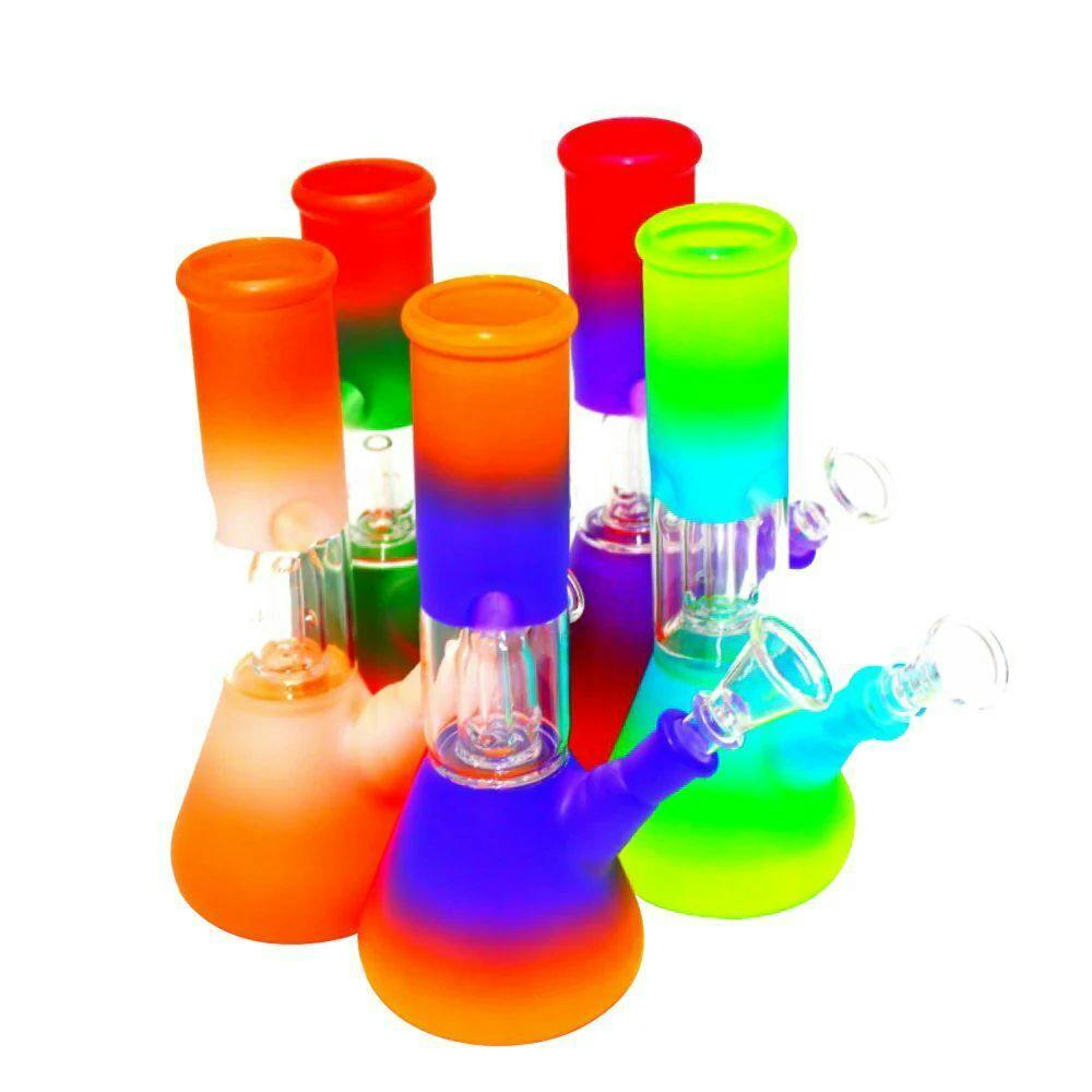 8" BEAKER BASE COLORFUL SINGLE SIDE BOWL WATER PIPE