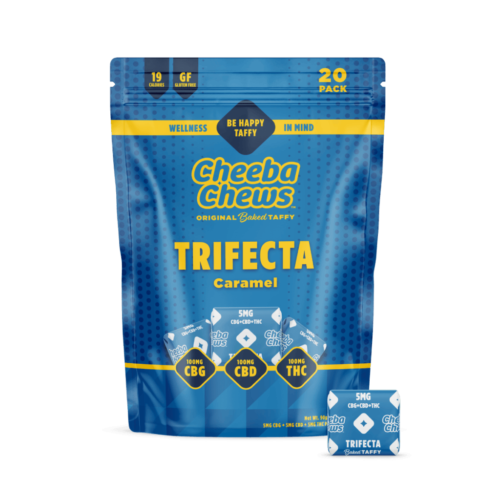 Edible Cheeba Chews Trifecta Caramel (1:1:1 -THC/CBD/CBG) 20pk - 100mg - DRP
