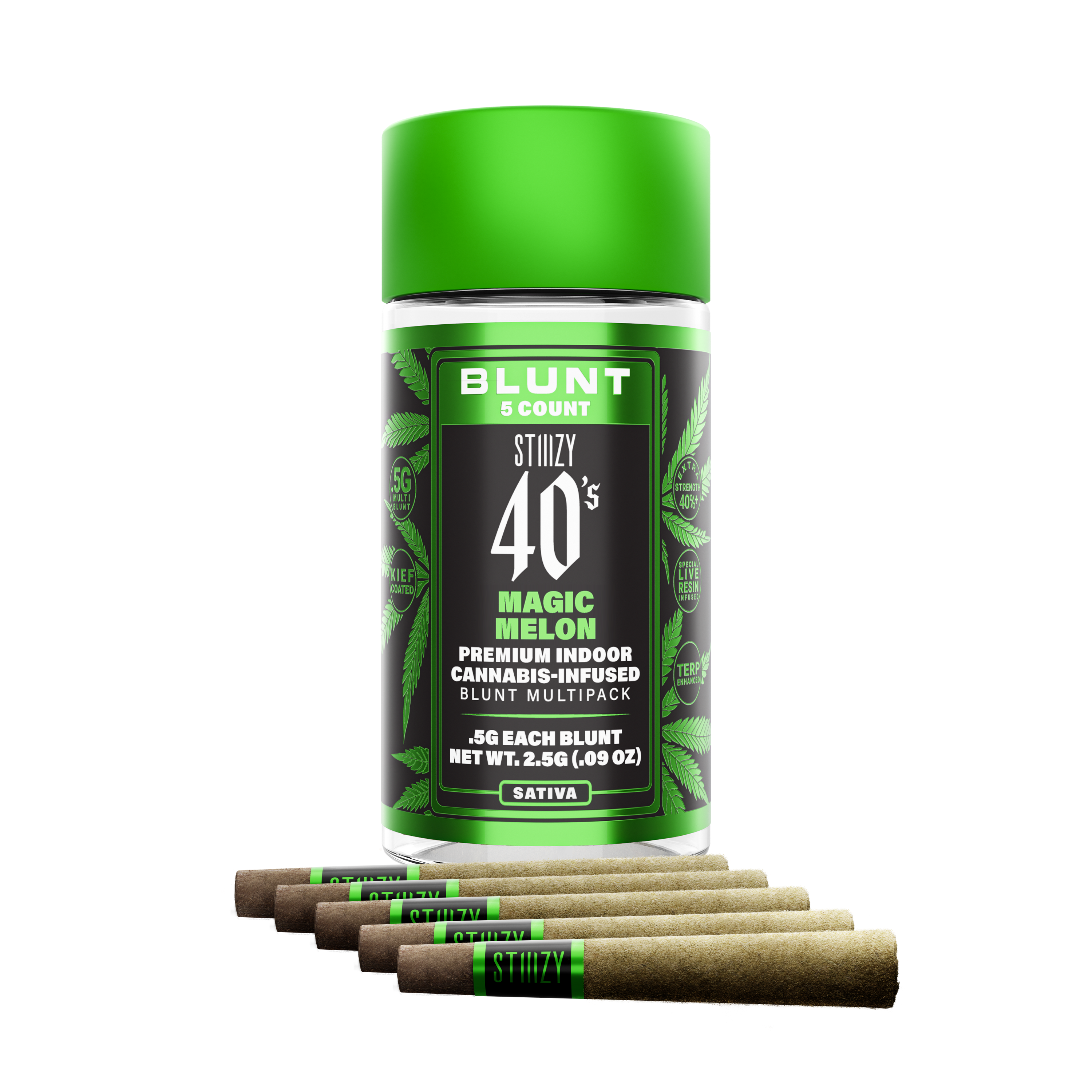 MAGIC MELON MINI BLUNTS- INFUSED 40'S MAGIC 5PK - 2.5G