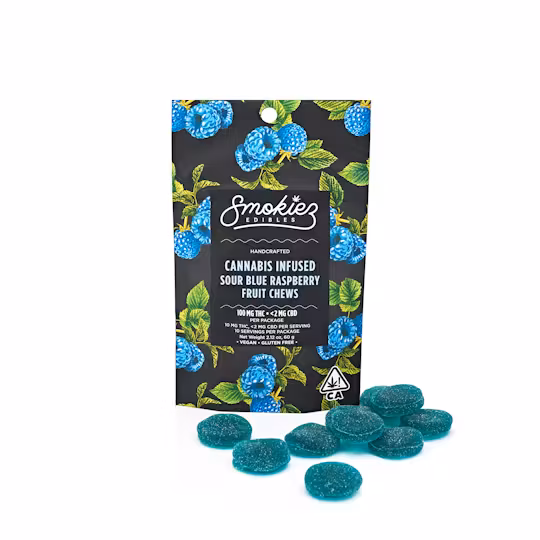 Smokies | Fruit Chews 100mg | Sour Blue Raspberry