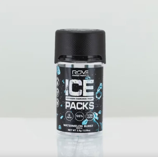 Rove Ice Packs | Watermelon Burst (I) | .5g x 5 Rosin, Diamond, hash Infused Preroll Joints