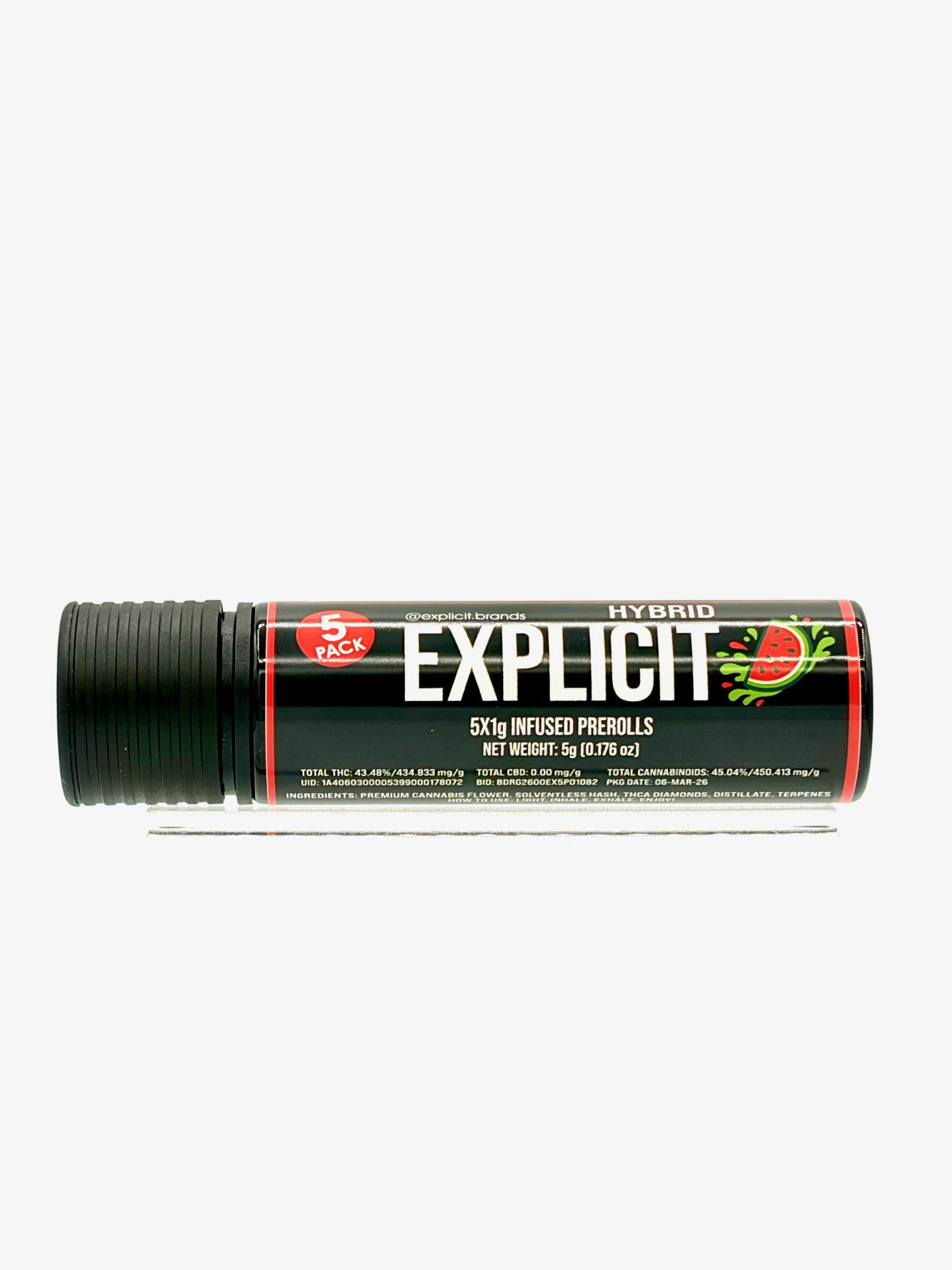 EXPLICIT - INFUSED PREROLL MULTIPACK - WATERMELON SPLASH - 5G
