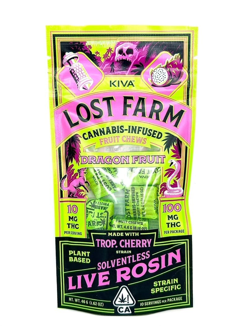 Lost Farm - Chews - Dragon Fruit x Trop. Cherry Rosin - 100mg, SOLVENTLESS LIVE ROSIN!