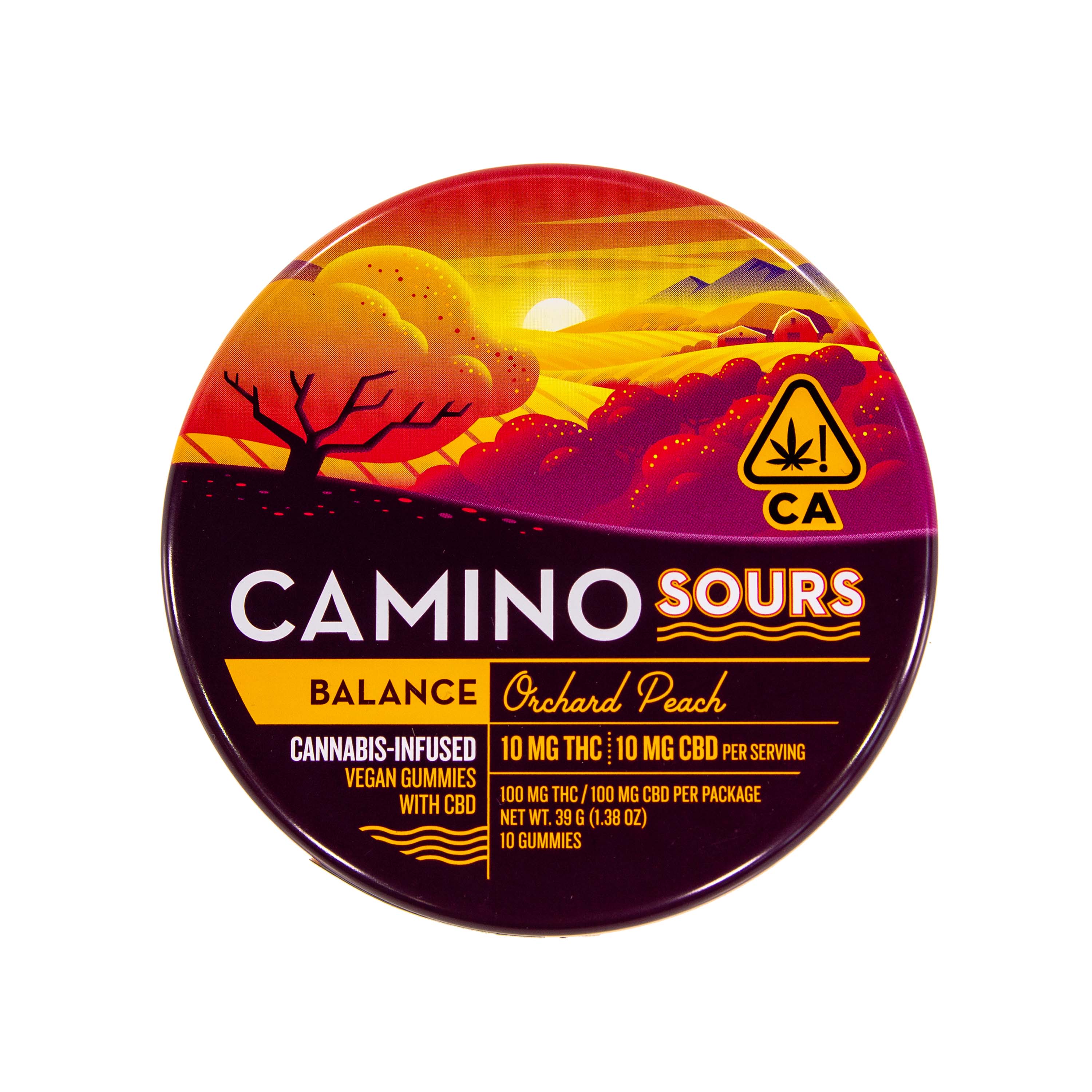 Camino | Sours Balance Orchard Peach Gummies (1:1 THC:CBD - 200mg Total)