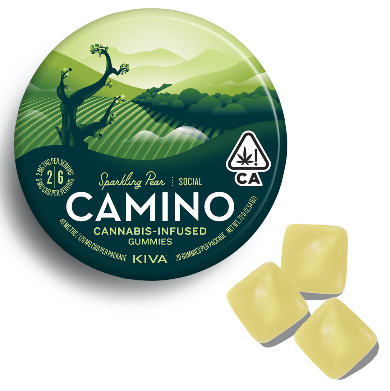 SPARKLING PEAR GUMMIES 2:6 (THC:CBD) - 40MG THC: 120MG CBD