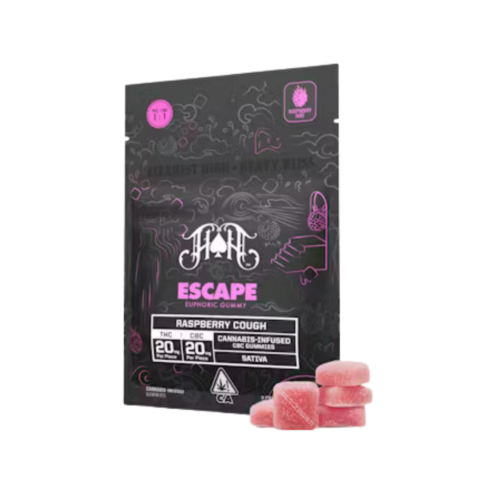 RASPBERRY COUGH ESCAPE EUPHORIC GUMMIES (1:1 THC:CBC)