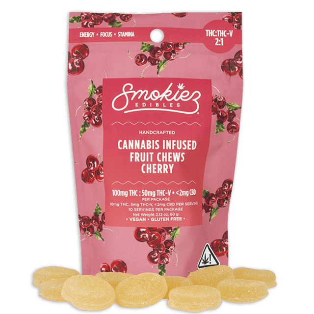 Cherry 100mg THC : 50mg THC-V Fruit Chews - CA