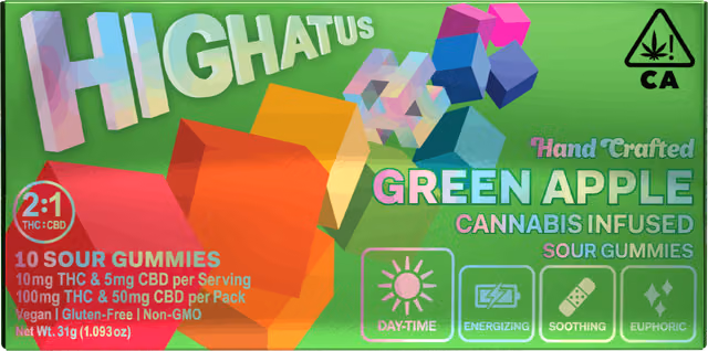 Green Apple 2:1 | Sour Gummies by Highatus - 100mg THC 50mg CBD