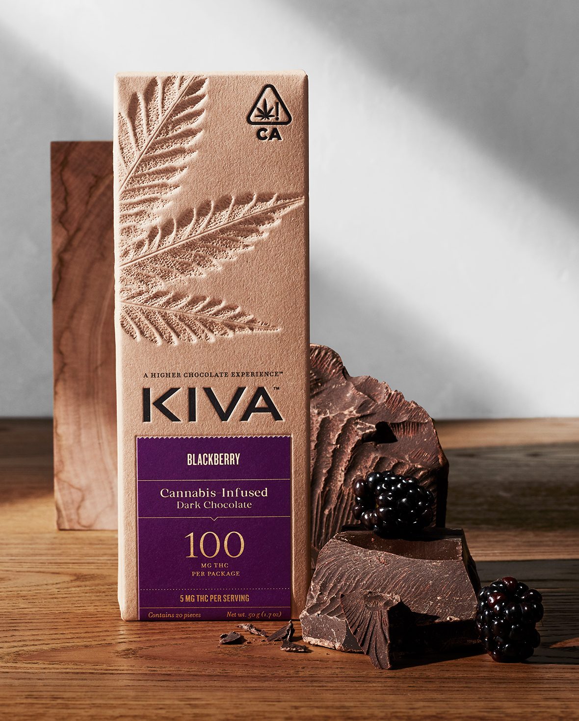 KIVA, 100MG CHOC. BAR, DARK BLACKBERRY