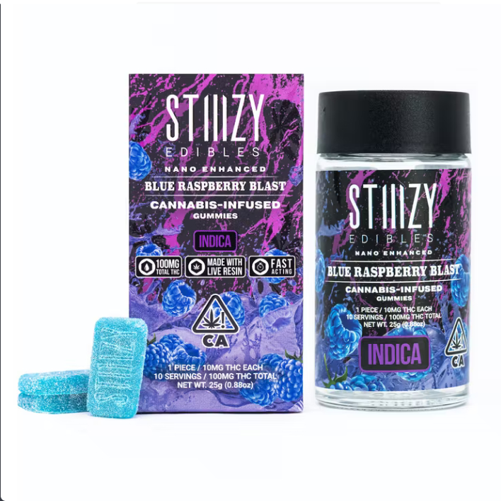 BLUE RASPBERRY BLAST GUMMIES | 100MG | INDICA | 10PK