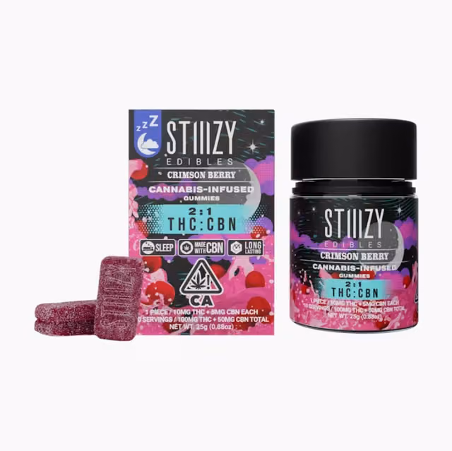 Crimson Berry 2:1 THC:CBN 100mg Gummies - Gummy