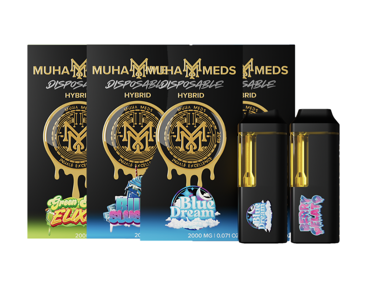 MUHA MEDS * (HYBRID ) Disposable 2000MG ( Berry Gelato / Blue Slushie / Blue Dream / Green Apple Elixir)