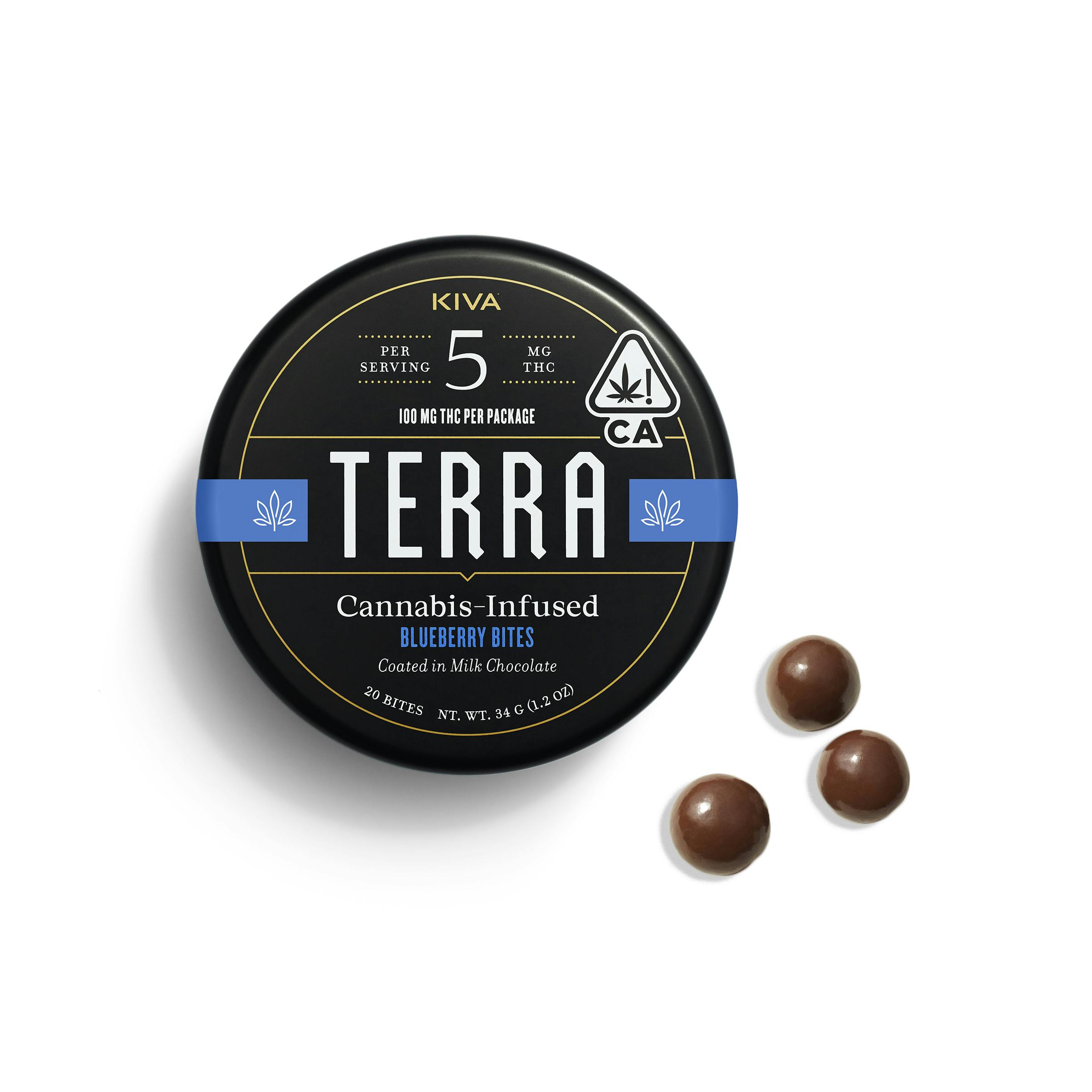 KIVA TERRA, 100MG CHOC., BLUEBERRIES