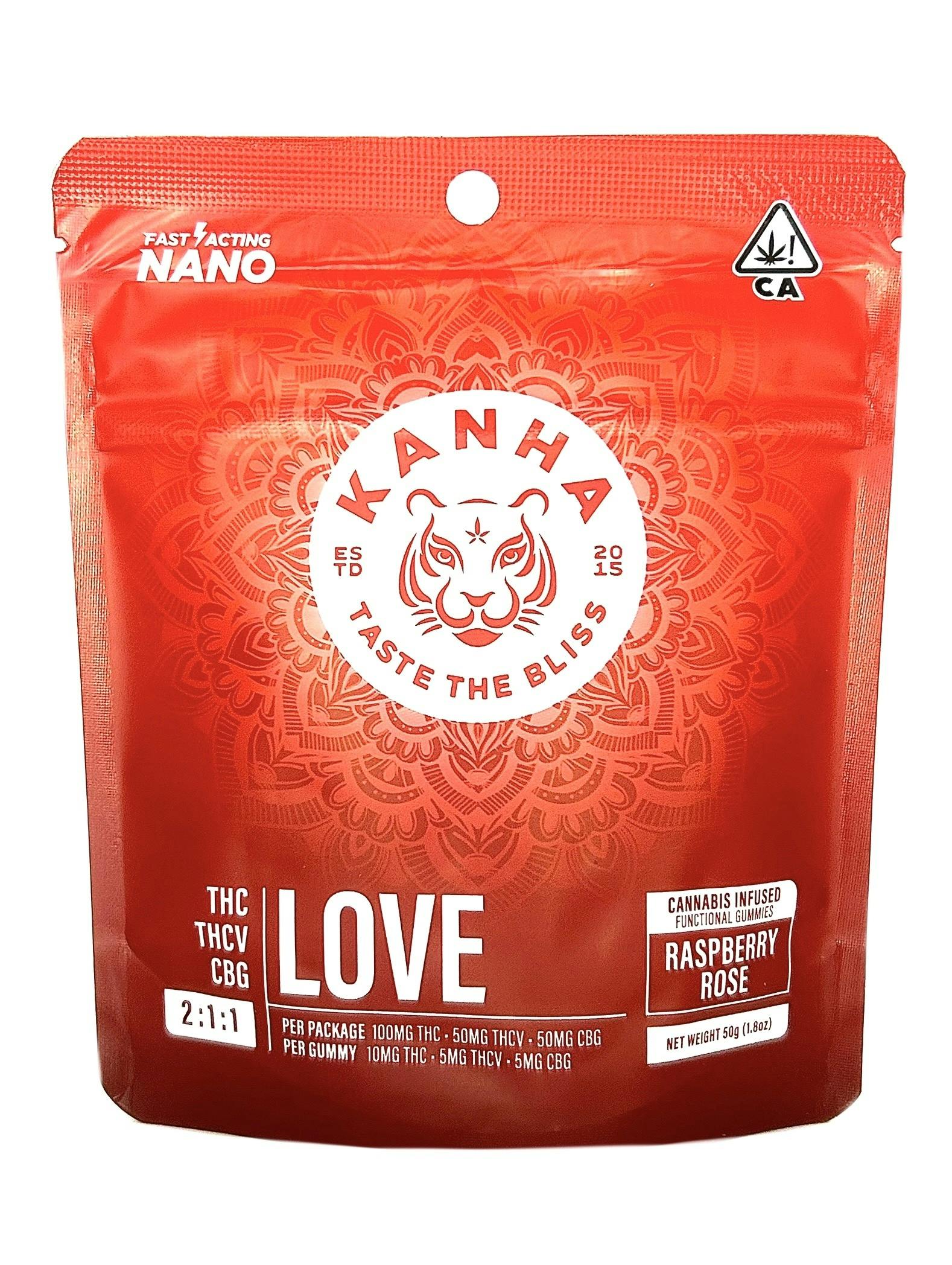 KANHA - NANO LOVE - Raspberry Rose - 2:1:1 THC:THCV:CBG - 200mg