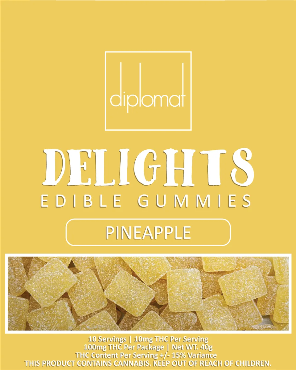 Diplomat Delights | Gummies 10pk 100mg - Pineapple Gummies (H)