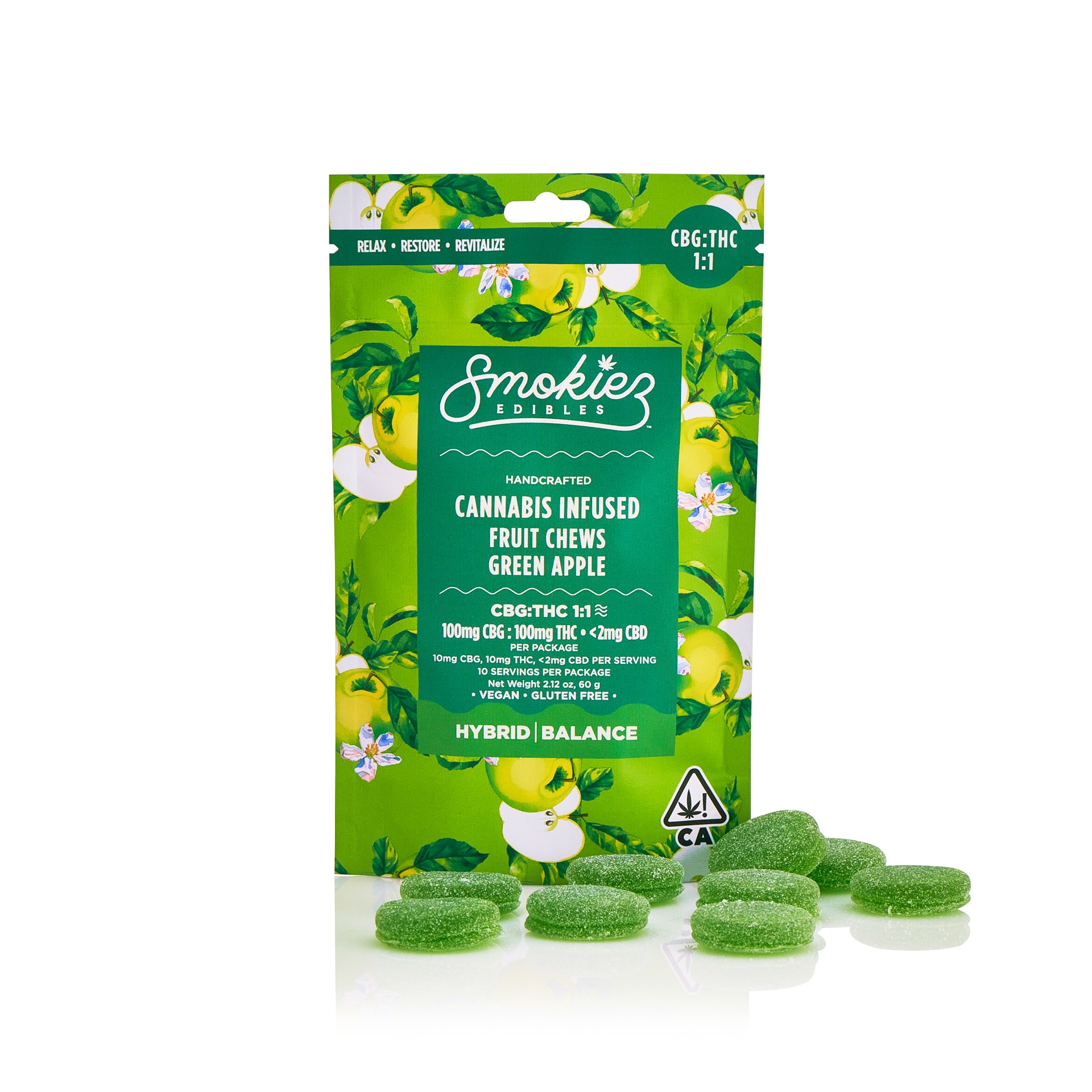 Green Apple - 1:1 CBG 10pk Fruit Chews | 100mg