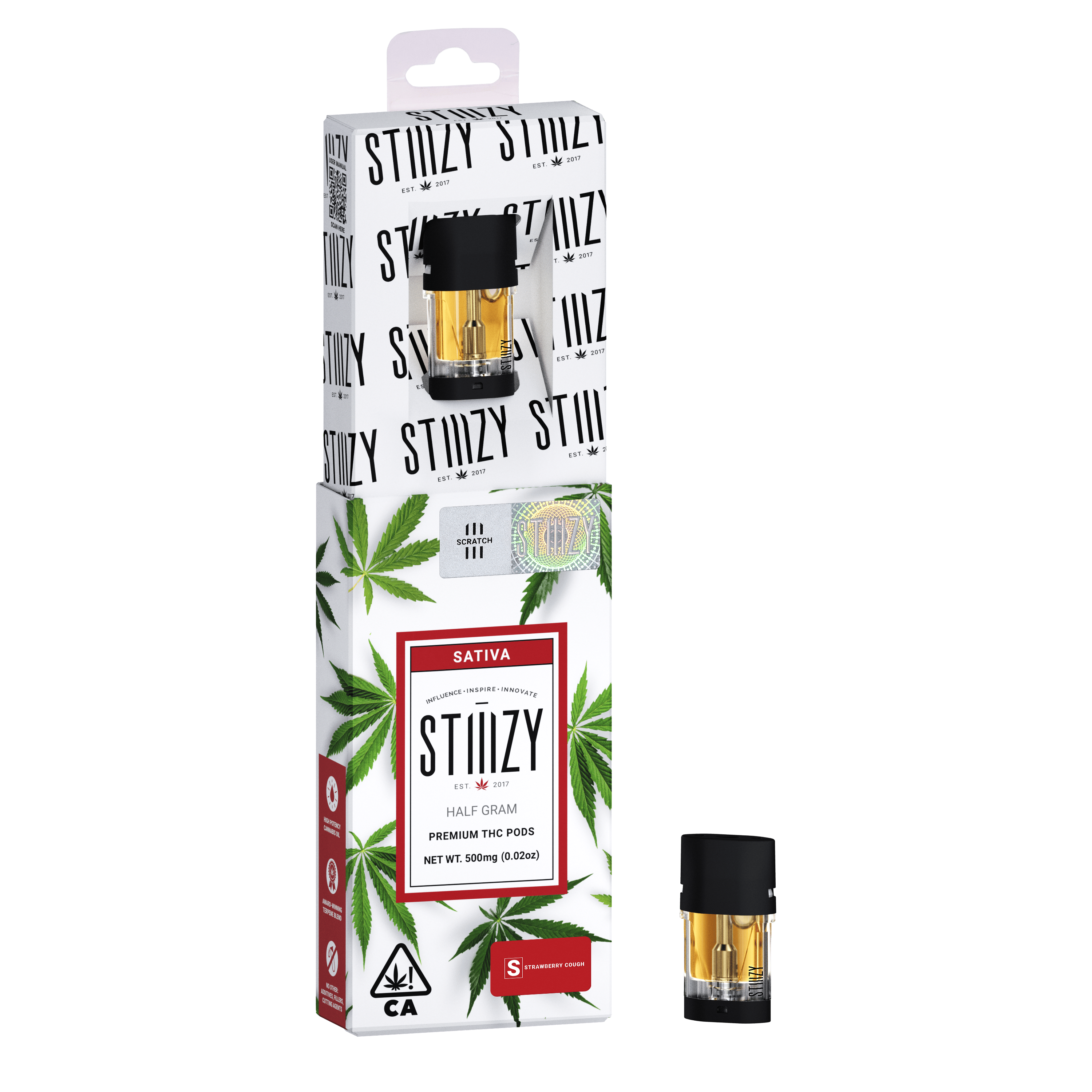 Vape Cartridge - STRAWBERRY COUGH .5G Original THC Pod - STIIIZY