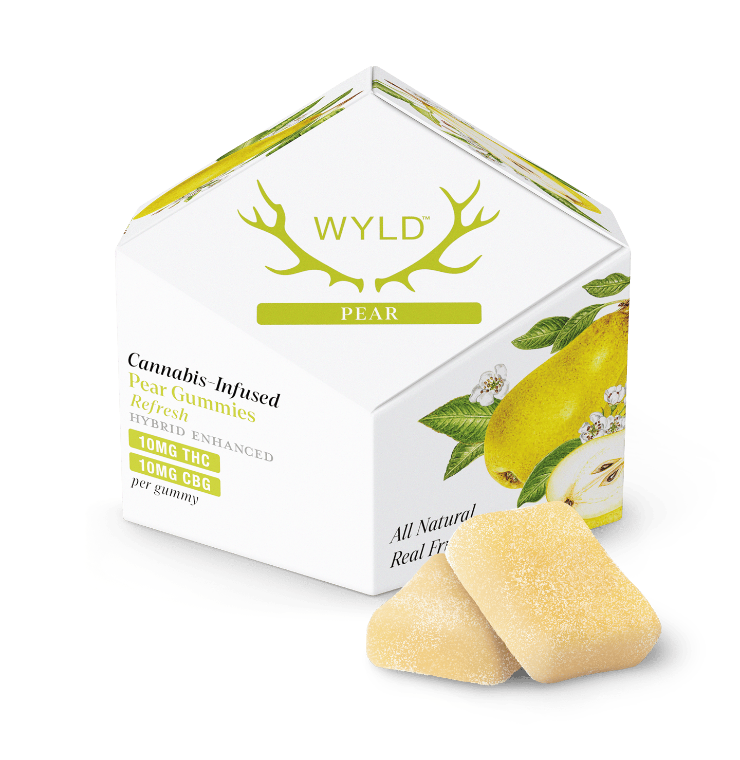 WYLD | Pear 1:1 CBG + Hybrid Enhanced Gummies | 100mg | 10ct | 10mg/ea