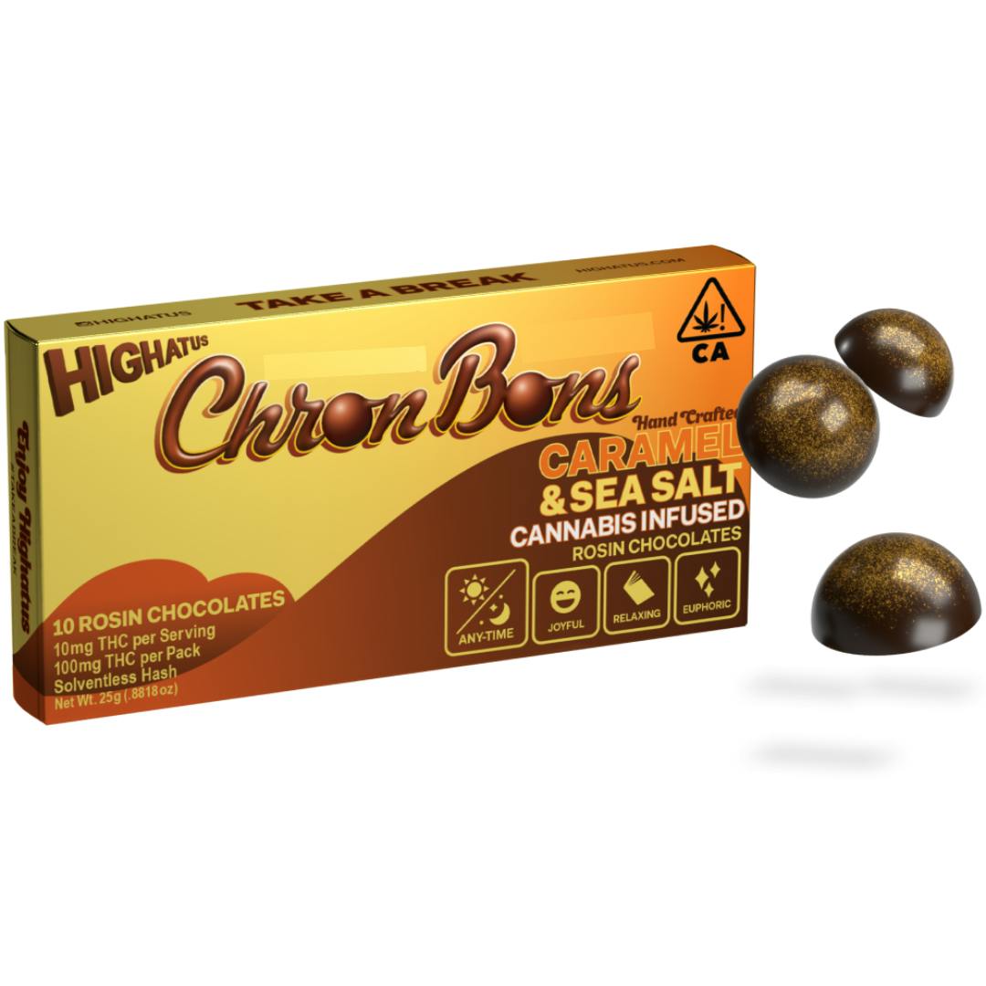 Chron Bons | Caramel & Sea Salt Chocolates | 100mg | 10ct | 10mg/ea