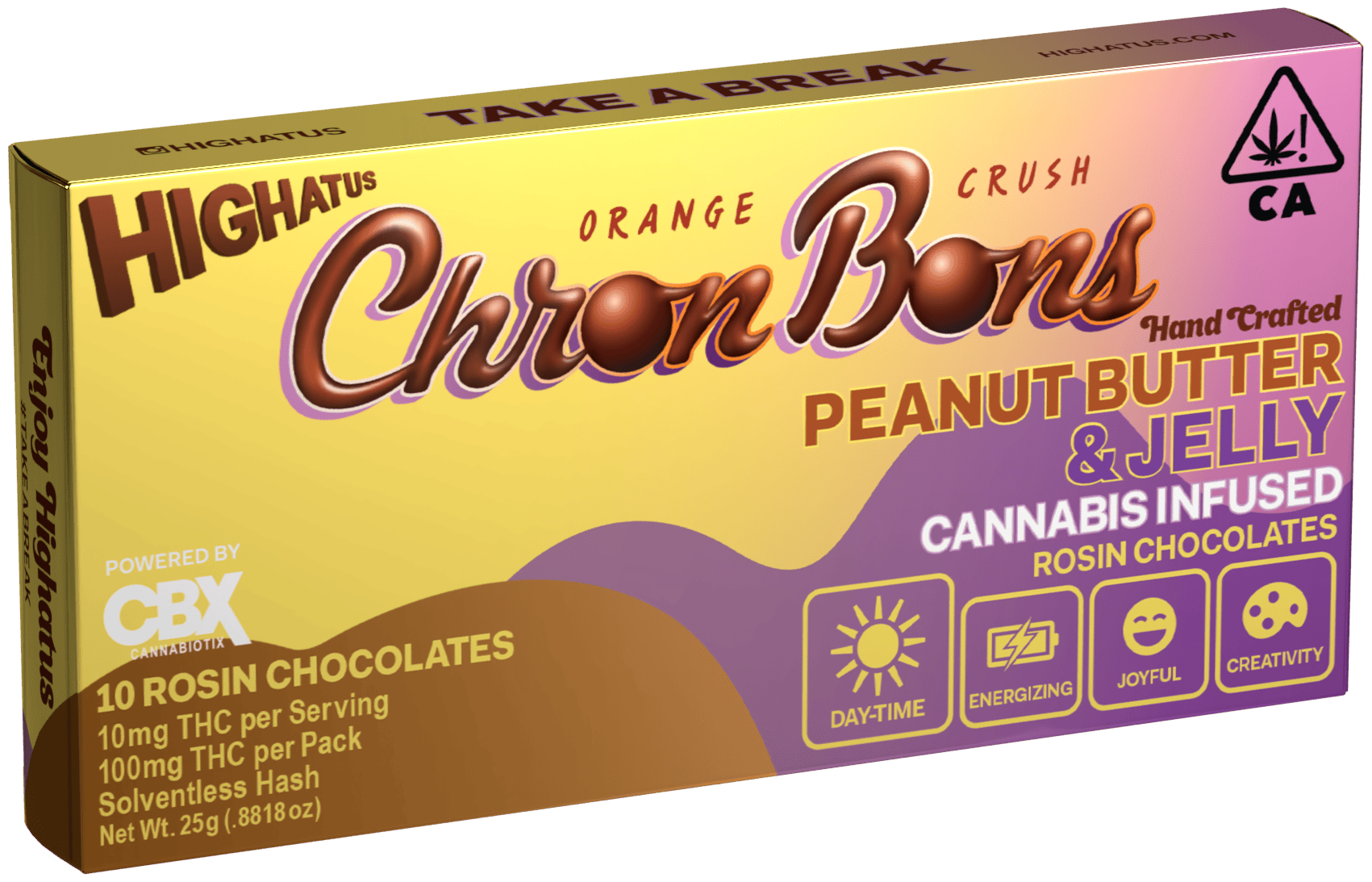 HIGHATUS - SOLVENTLESS CHOCOLATE - CHRONBONS PEANUT BUTTER & JELLY - 100MG