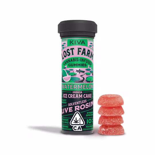 Kiva Lost Farm Live Rosin Gummies Watermelon x Ice Cream Cake