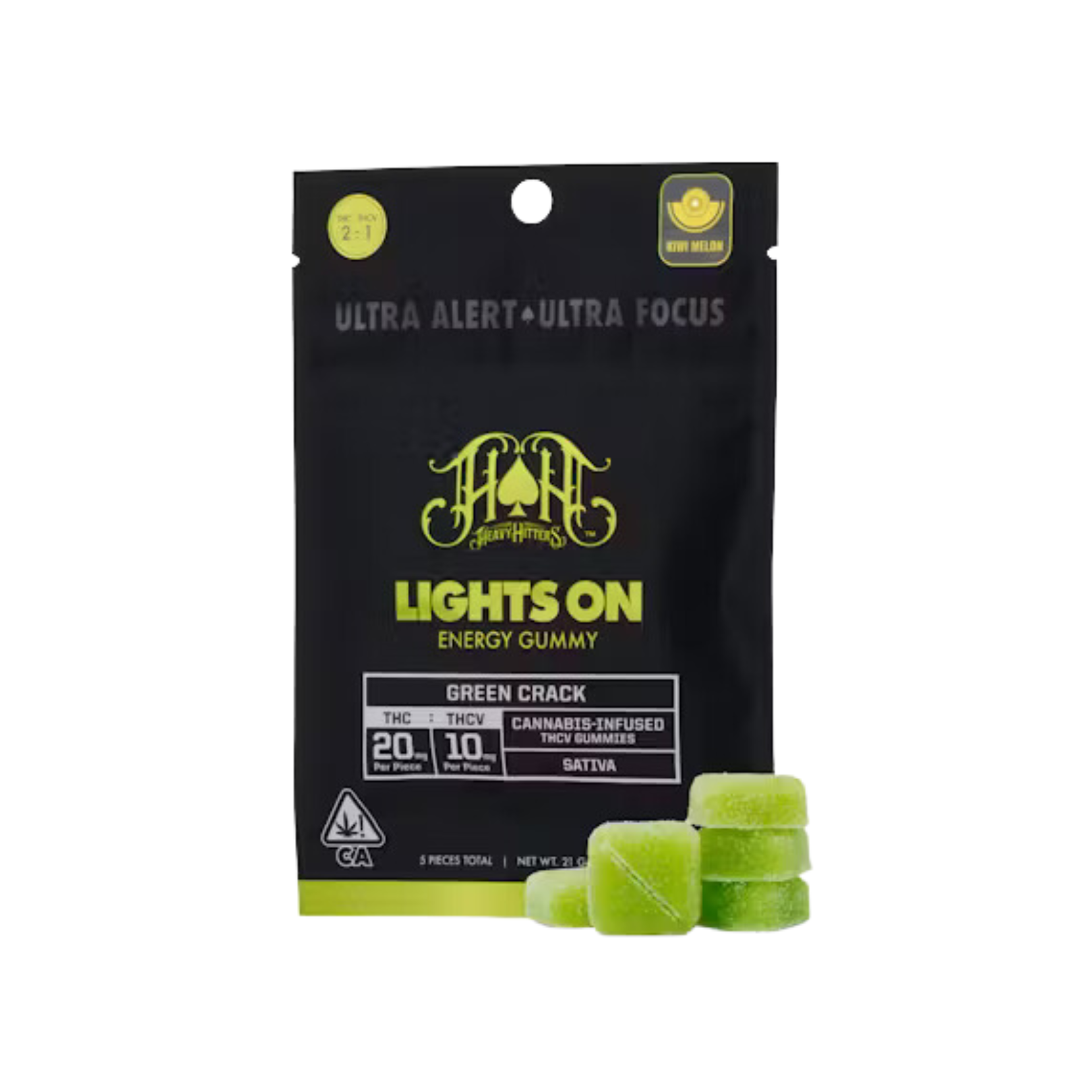 GREEN CRACK LIGHTS ON ENERGY GUMMIES 2:1 THC:THCV