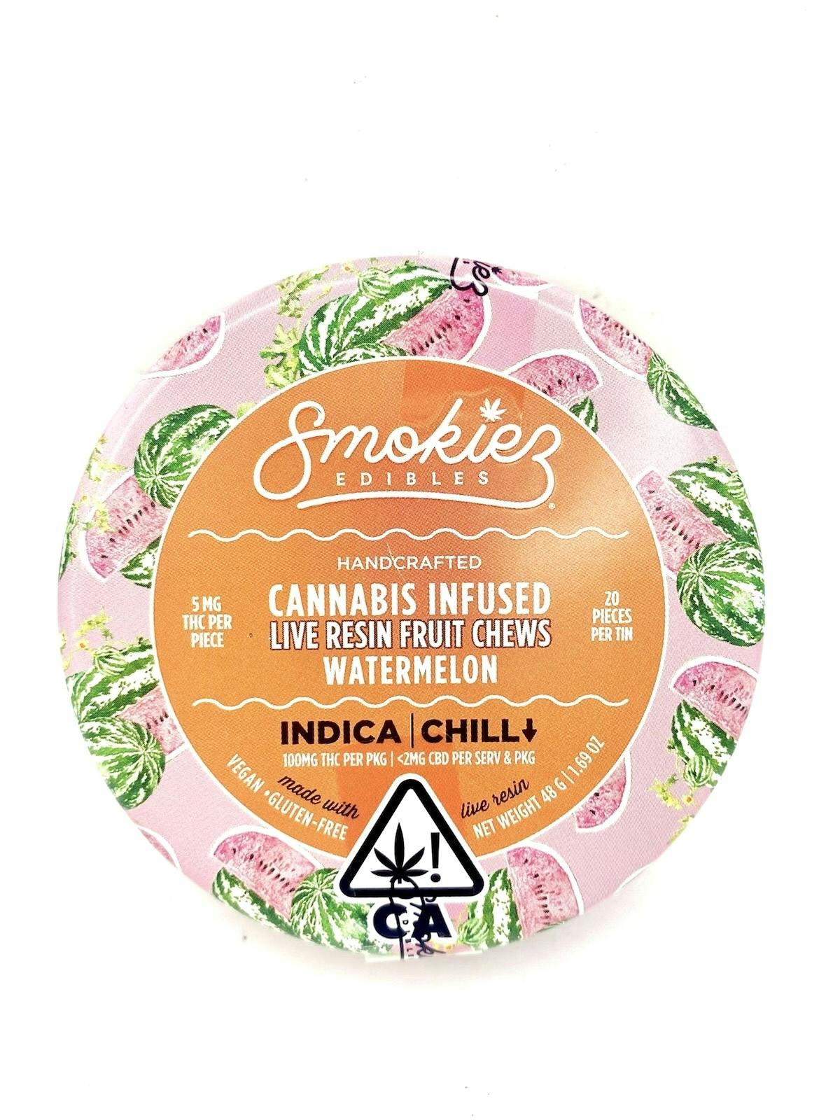 Smokiez Fruit Chews - Live Resin - Indica - Watermelon - 100mg