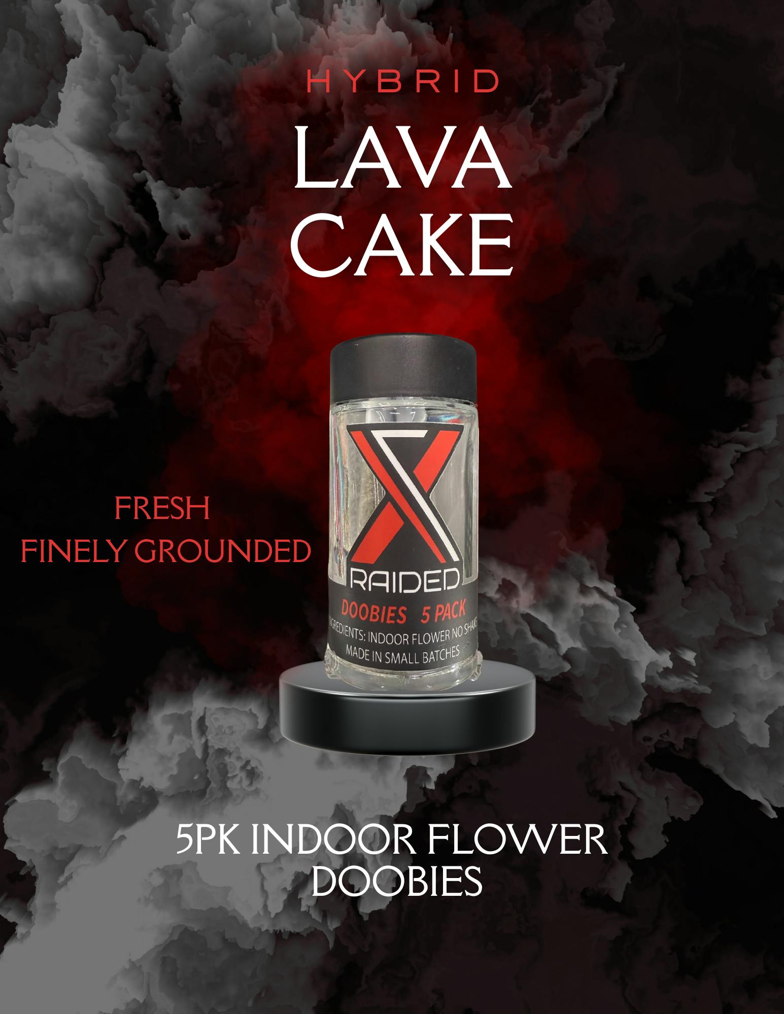XRAIDED 5 PACK MINI PREROLLS - LAVA CAKE - 3.5G