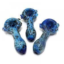 4" BLUE ART HEAVY GLASS HAND PIPE