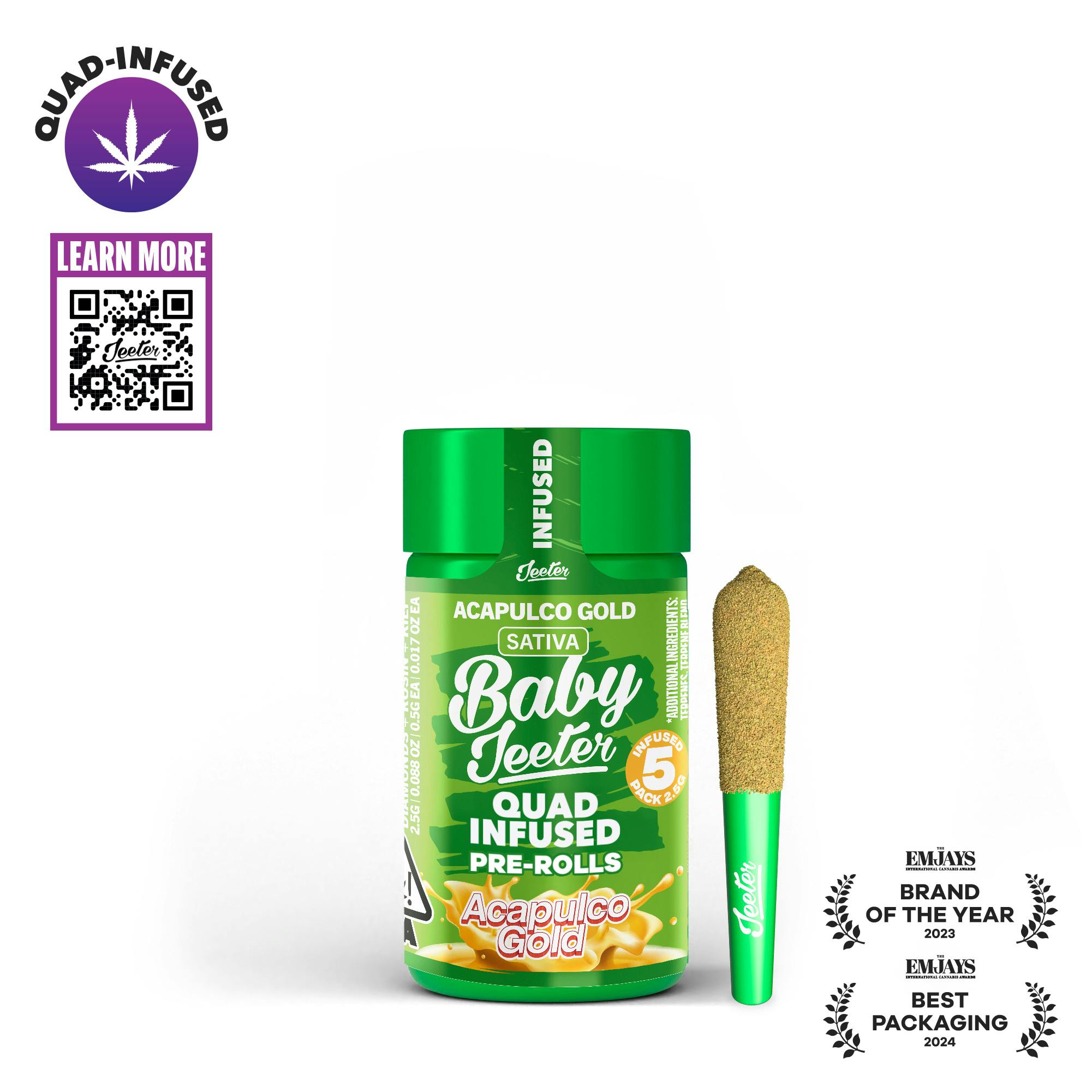 JEETER, 0.5G BABY INF. PRE-ROLLS 5PK (S), ACAPULCO GOLD