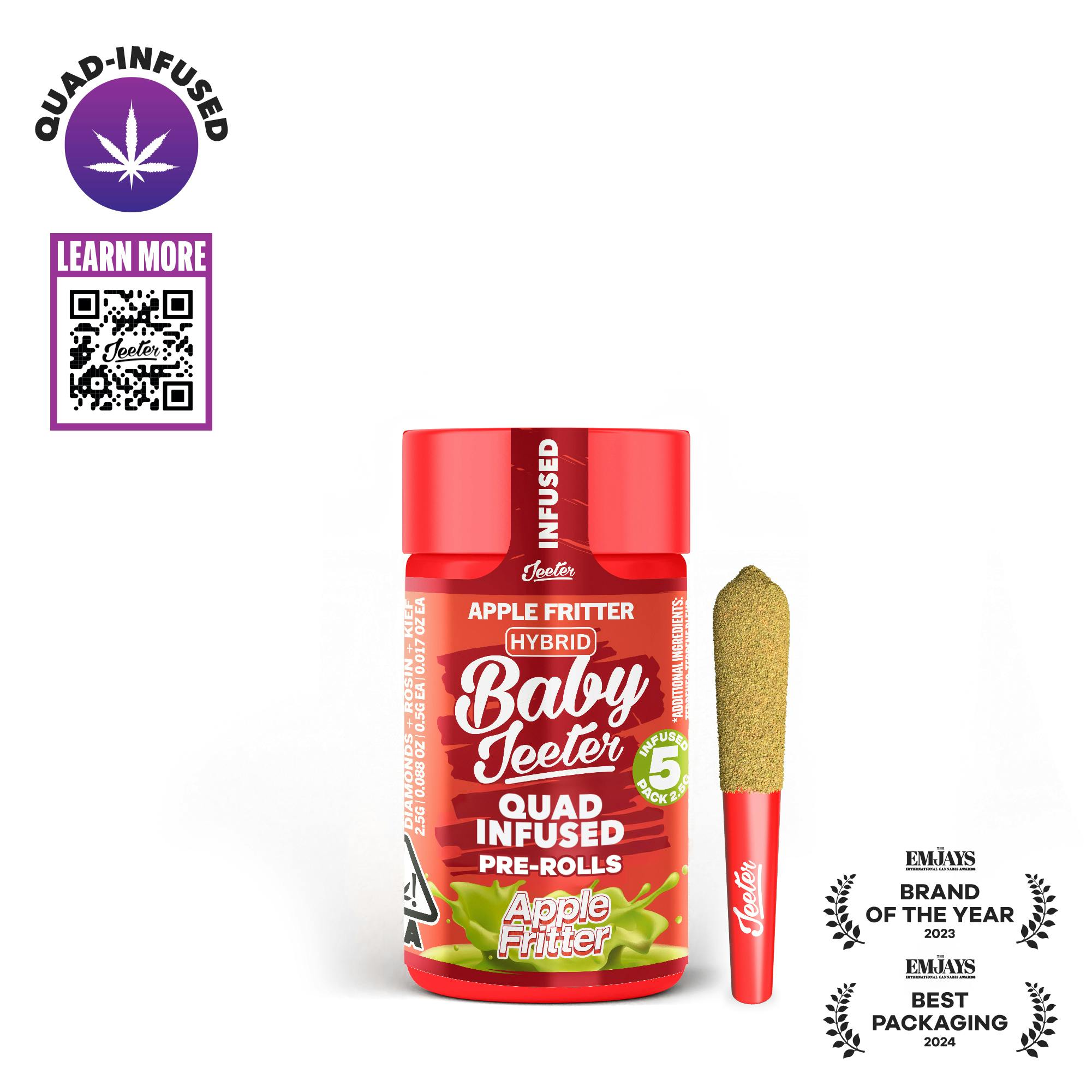 JEETER, 0.5G BABY INF. PRE-ROLLS 5PK (H), APPLE FRITTER