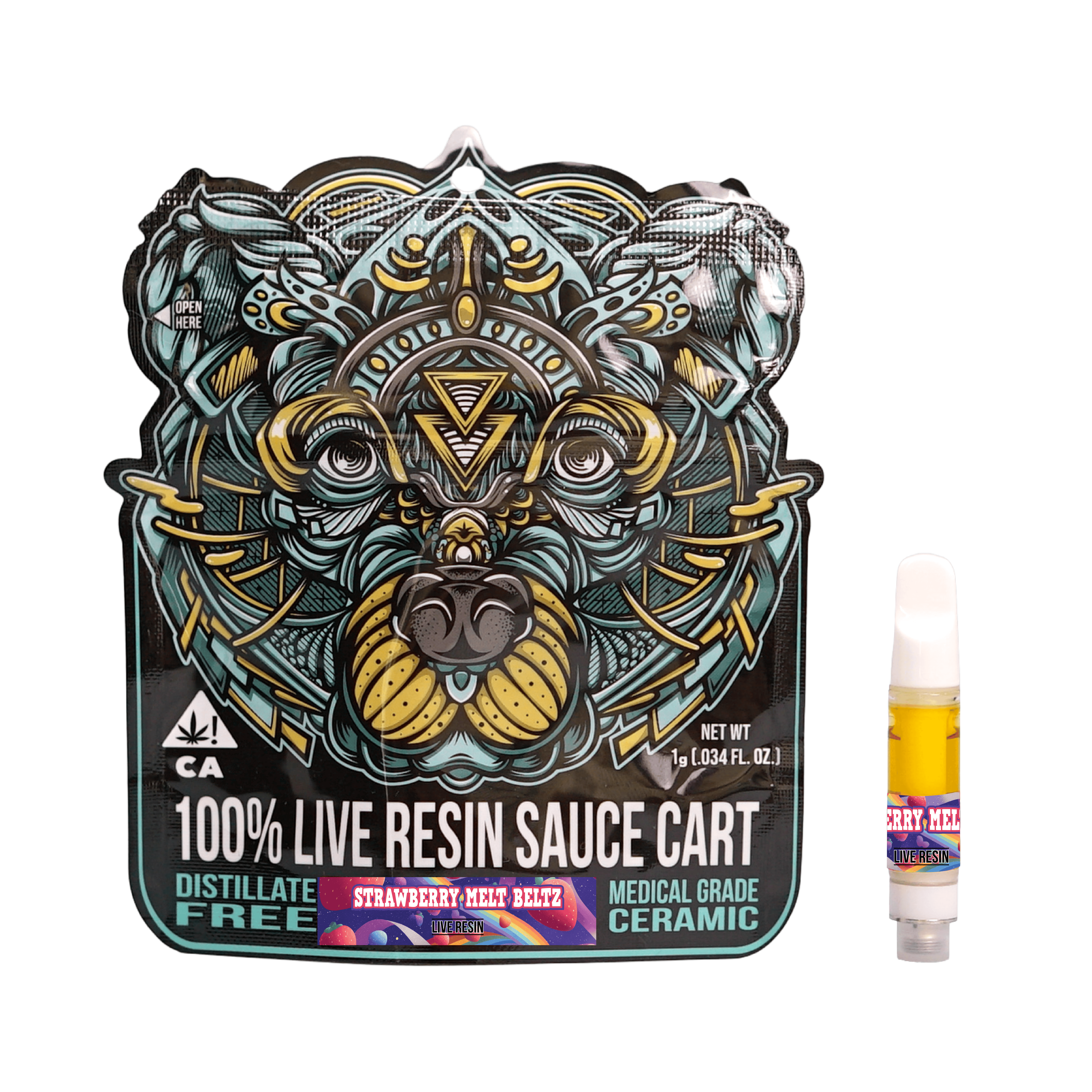 BEAR LABS - LIVE RESIN VAPE - STRAWBERRY MELTZ BELTZ - 1G