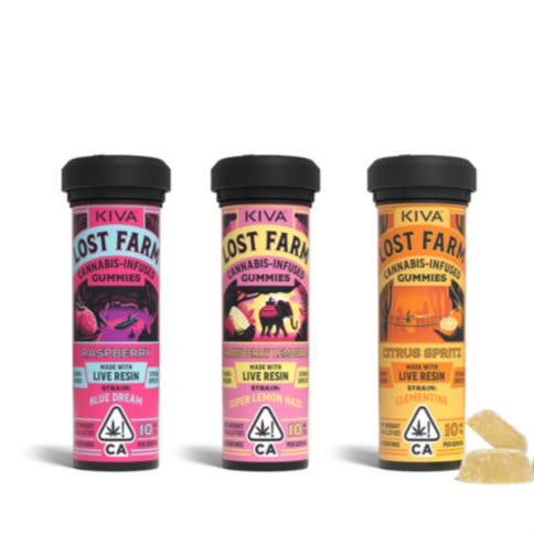 Kiva Lost Farm Raspberry Live Resin Gummies