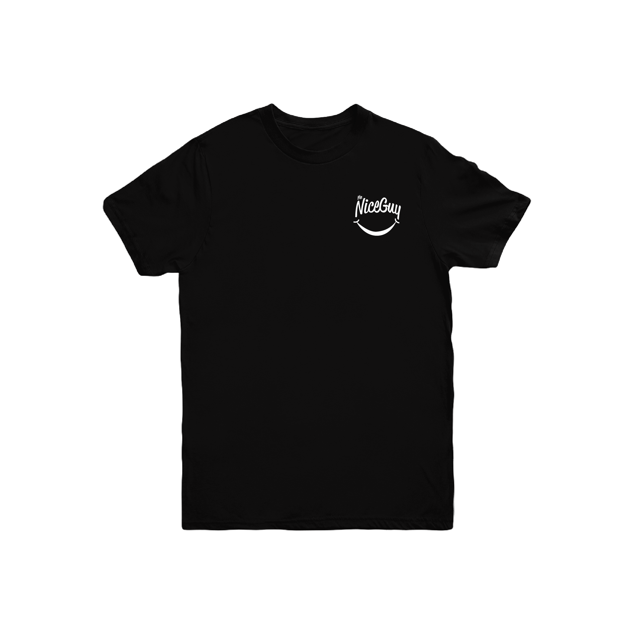 MR. NICE GUY - TSHIRT - BLACK/WHITE - SMILE FACE FRONT/BACK - LARGE - $25