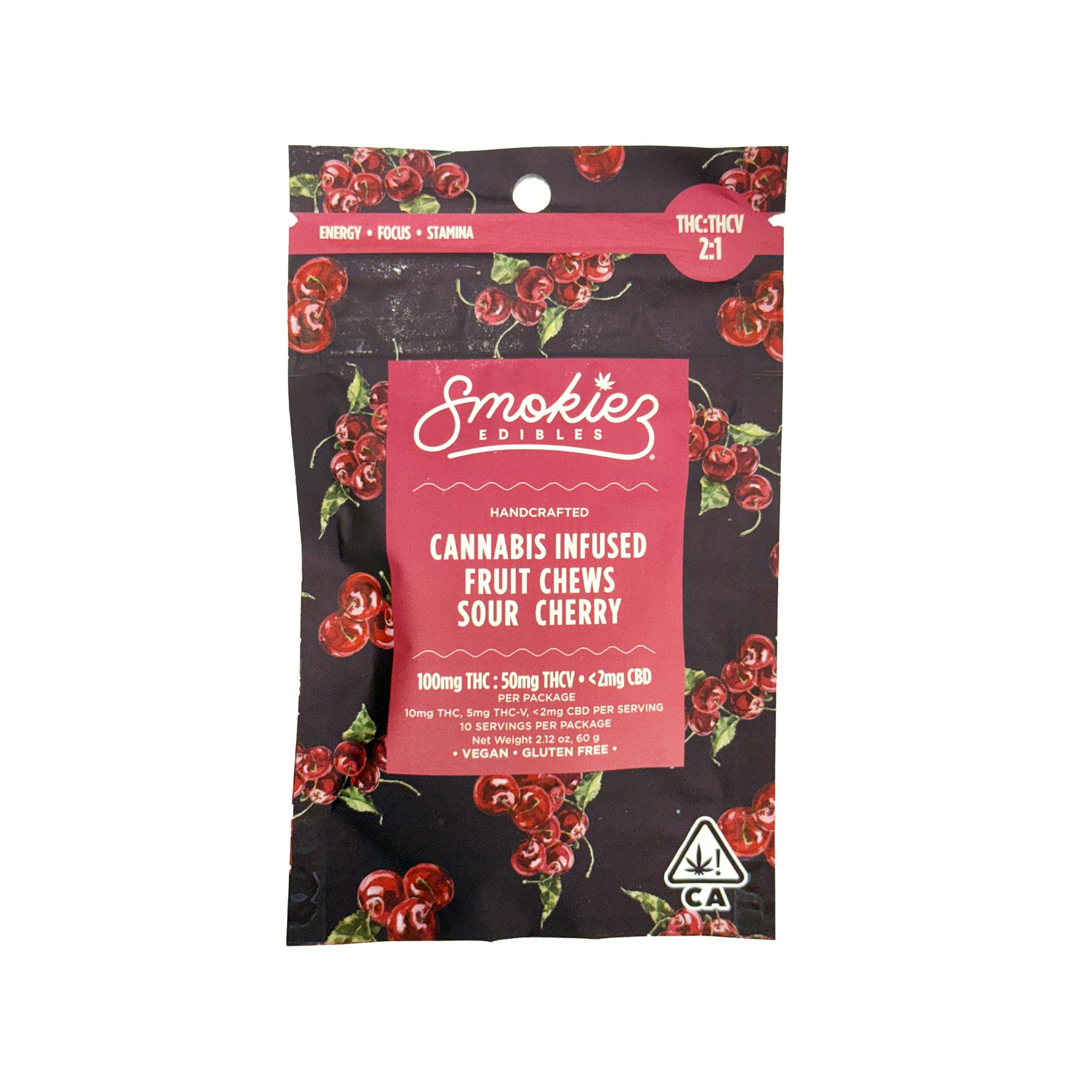 Sour Cherry 100mg THC : 50mg THC-V Fruit Chews - CA