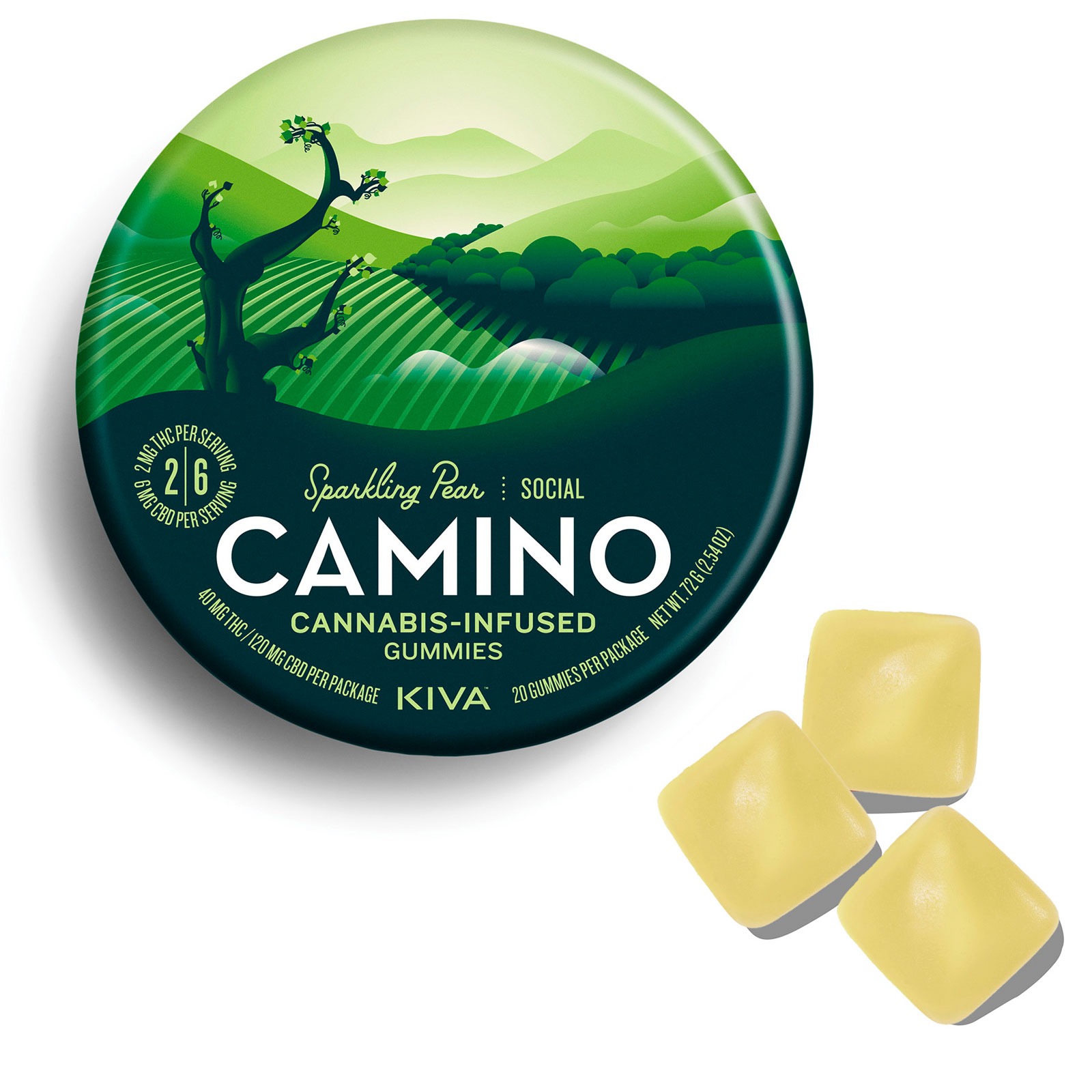 Kiva Camino Gummies Sparkling Pear CBD:THC