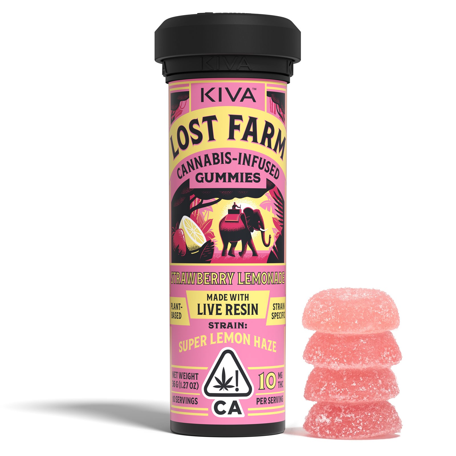 Kiva Lost Farm Live Resin Gummies Strawberry Lemonade