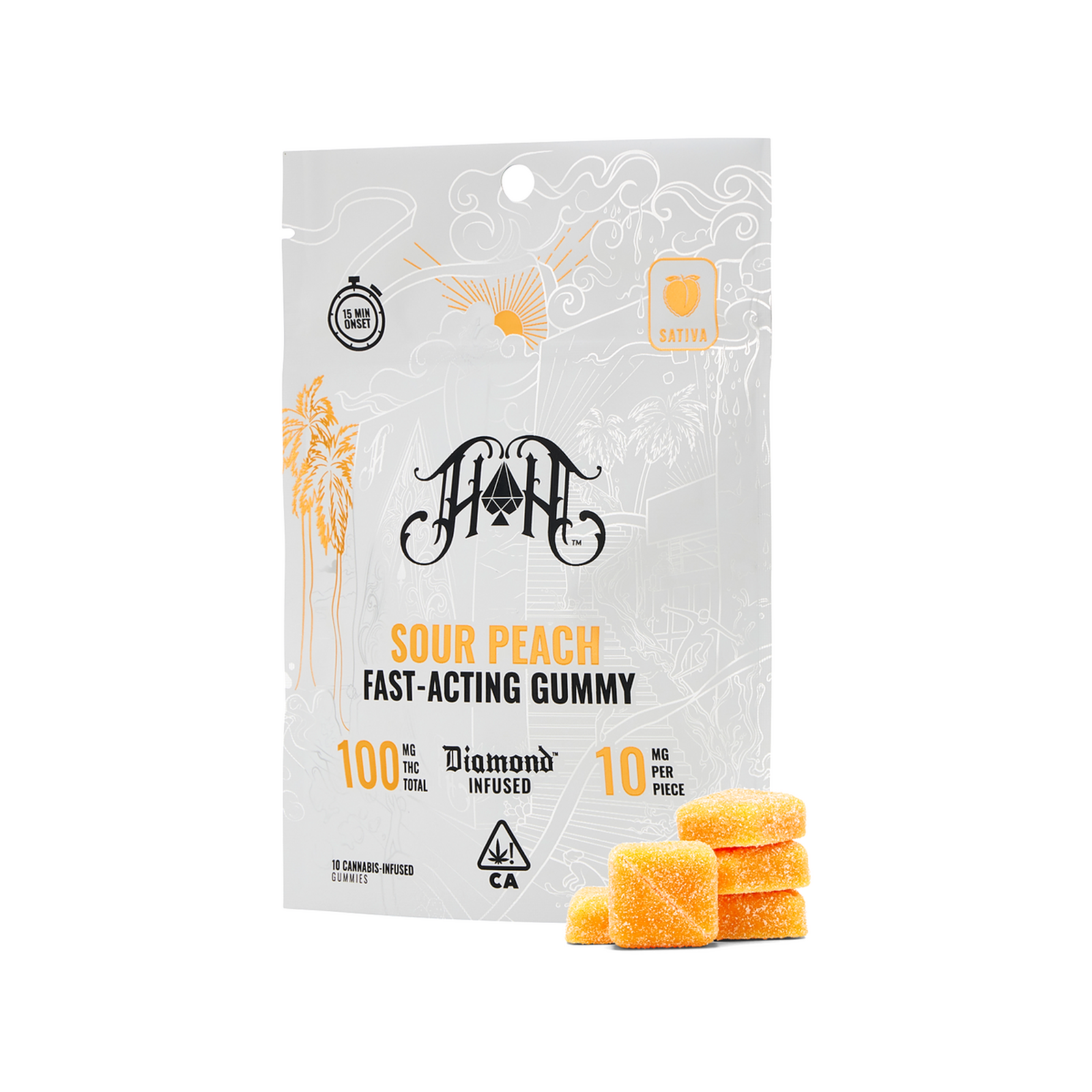 SOUR PEACH GUMMIES 100MG