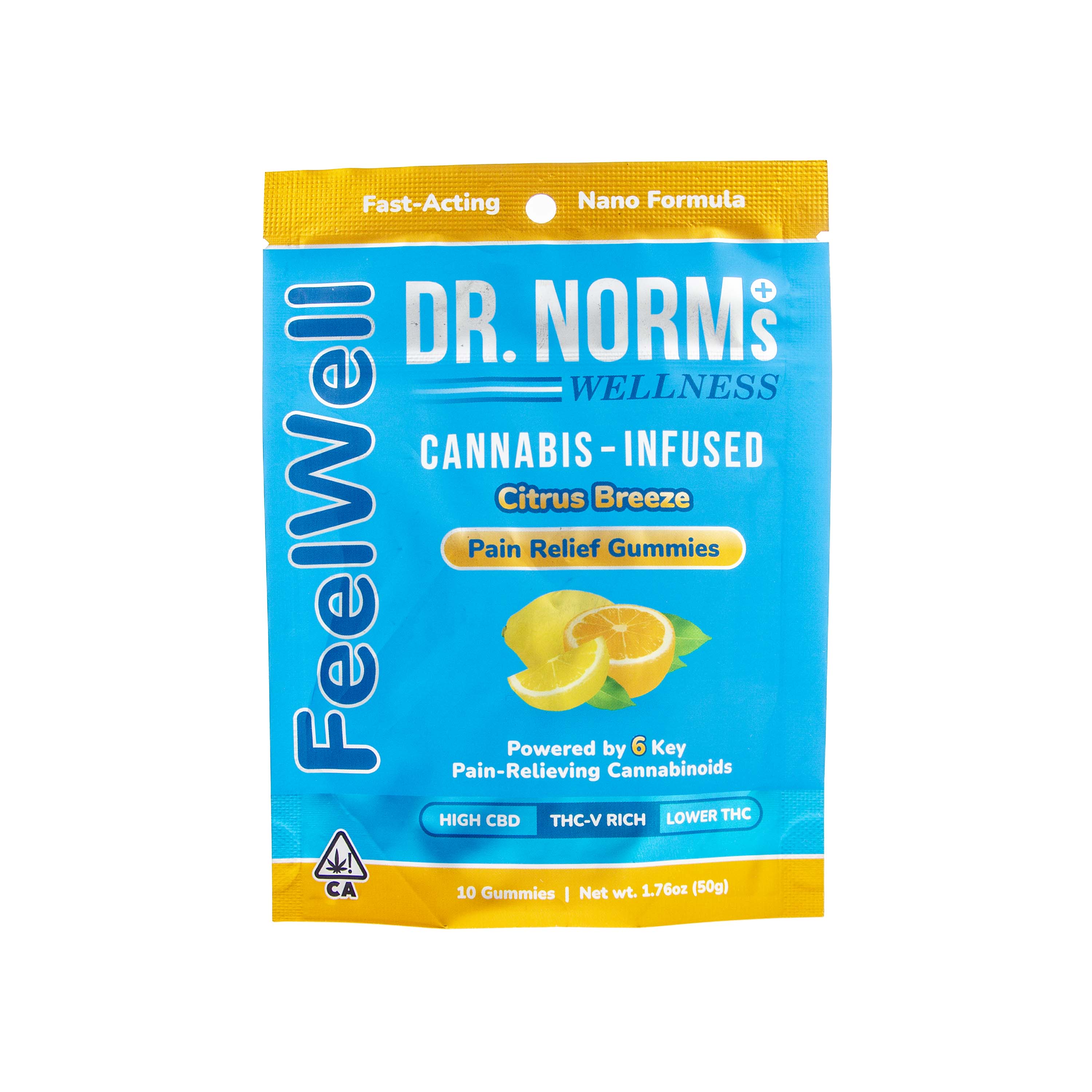 Dr. Norms | Citrus Breeze Feelwell Gummies (THC:THCv:CBD:CBDa:CBG:CBC - 550mg Total)