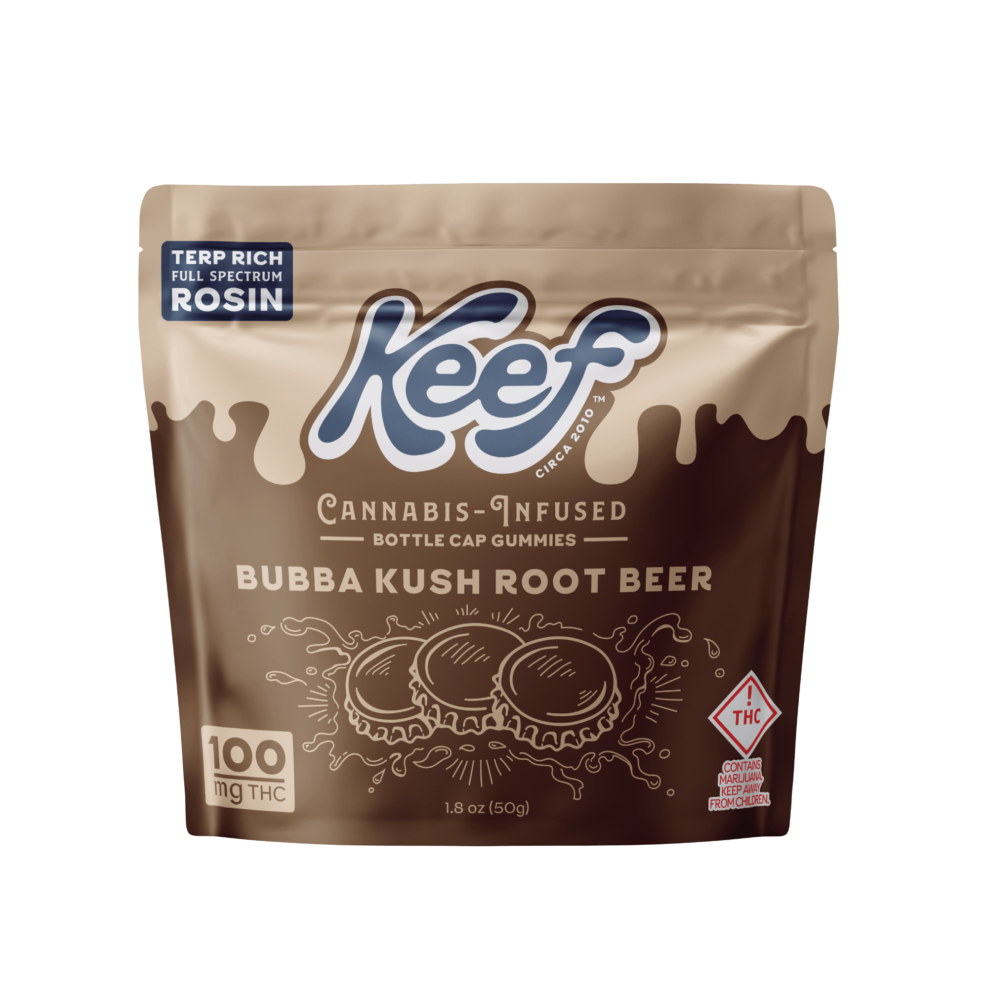 Keef Bottle Cap Gummies Bubba Kush Root Beer