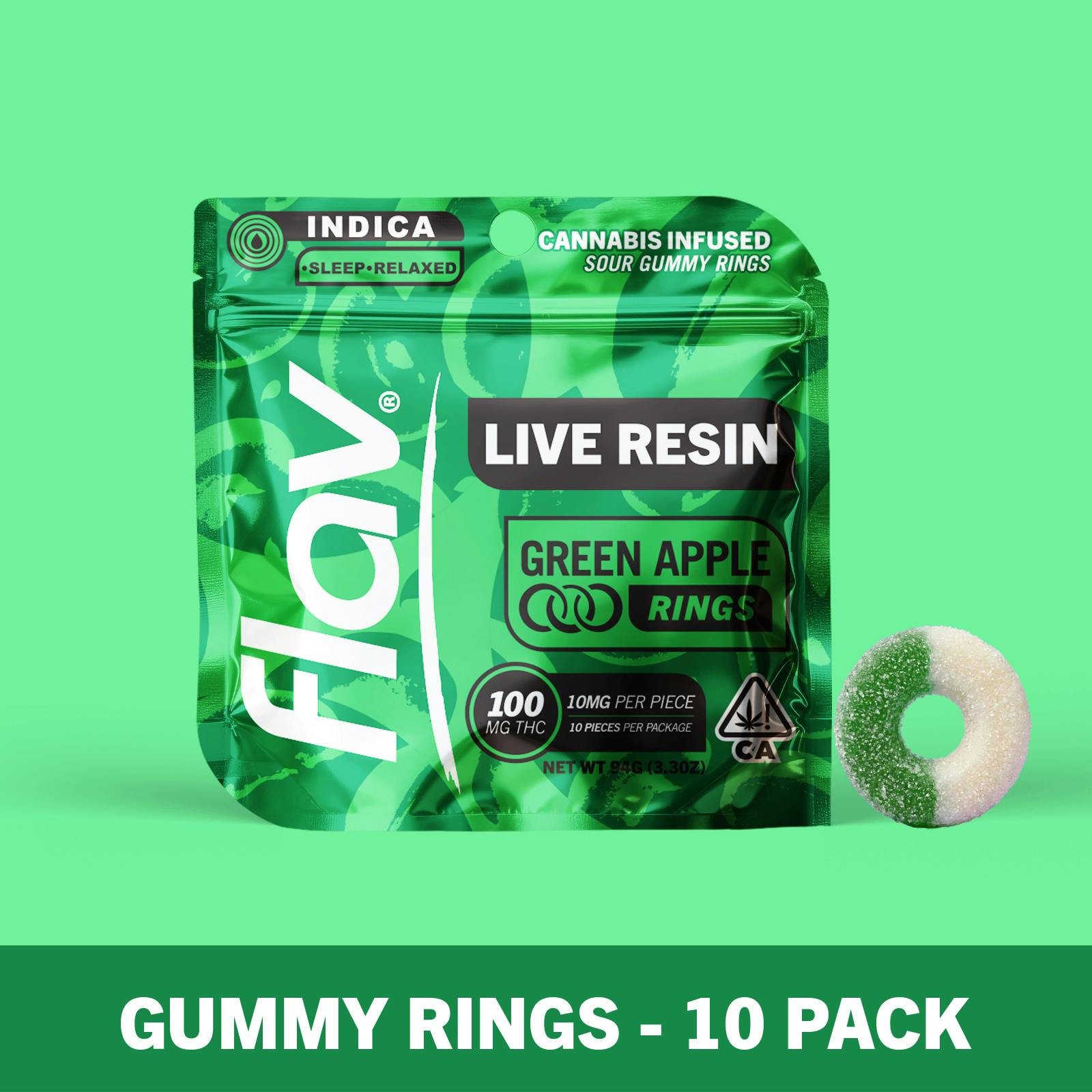 Flav - Sour Green Apple (Indica) Gummy Rings