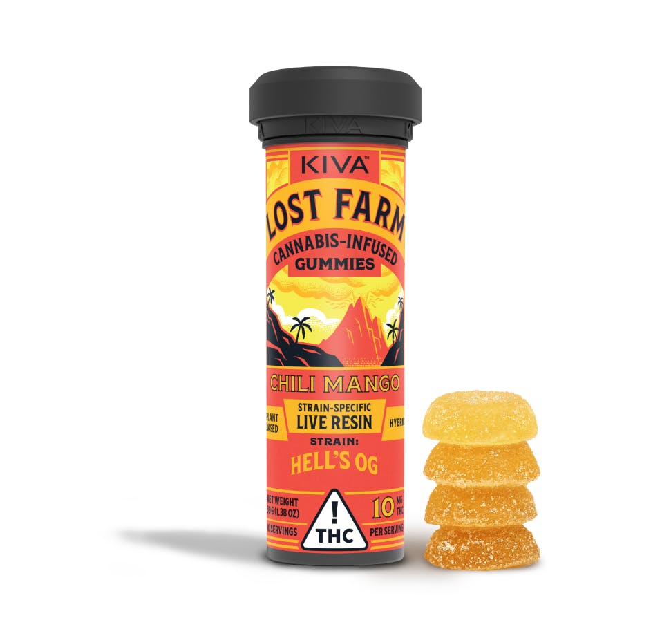 KIVA Lost Farm Chili Mango Live Resin Gummies 10mg ea | 10-Pack