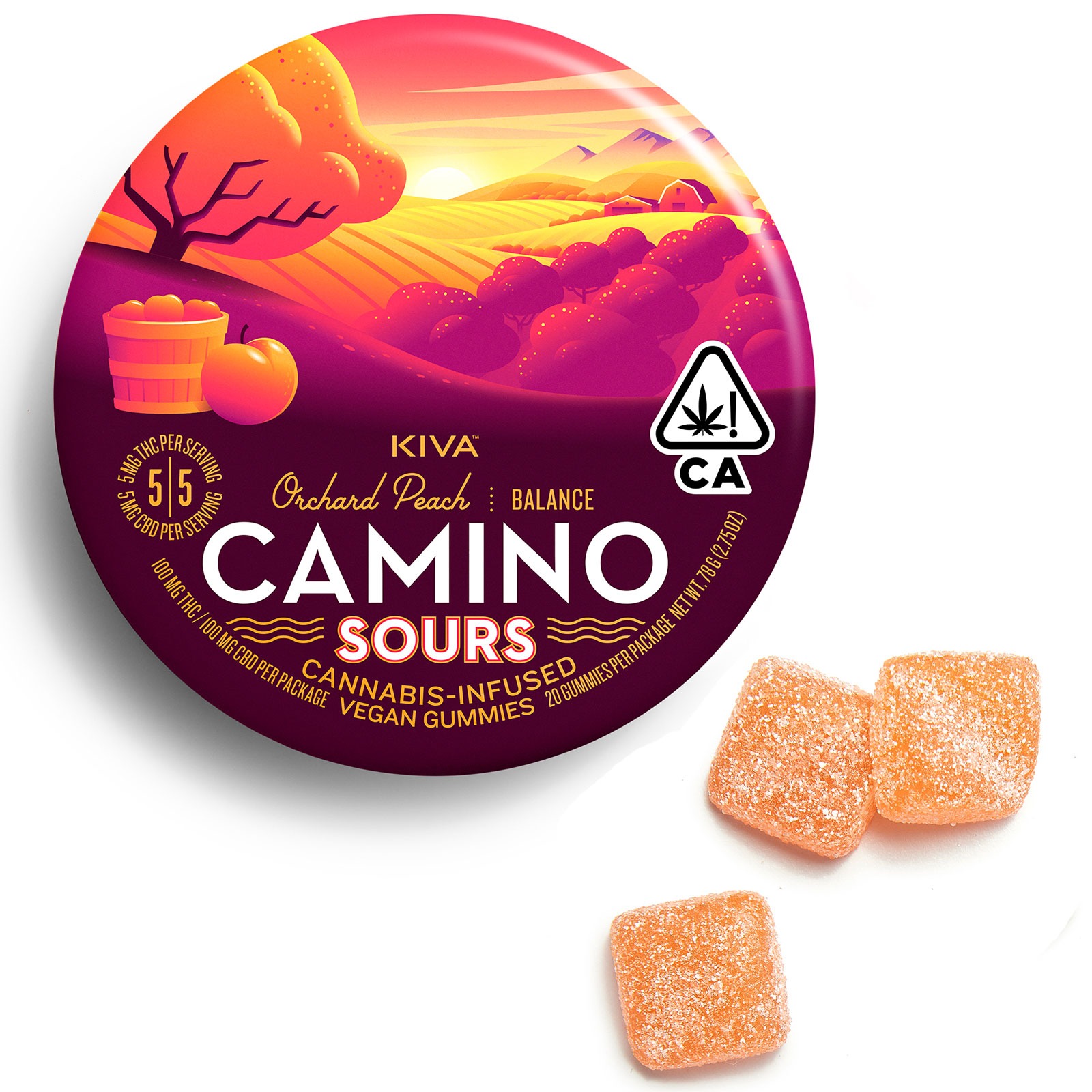 Kiva Camino Sour Gummies Orchard Peach