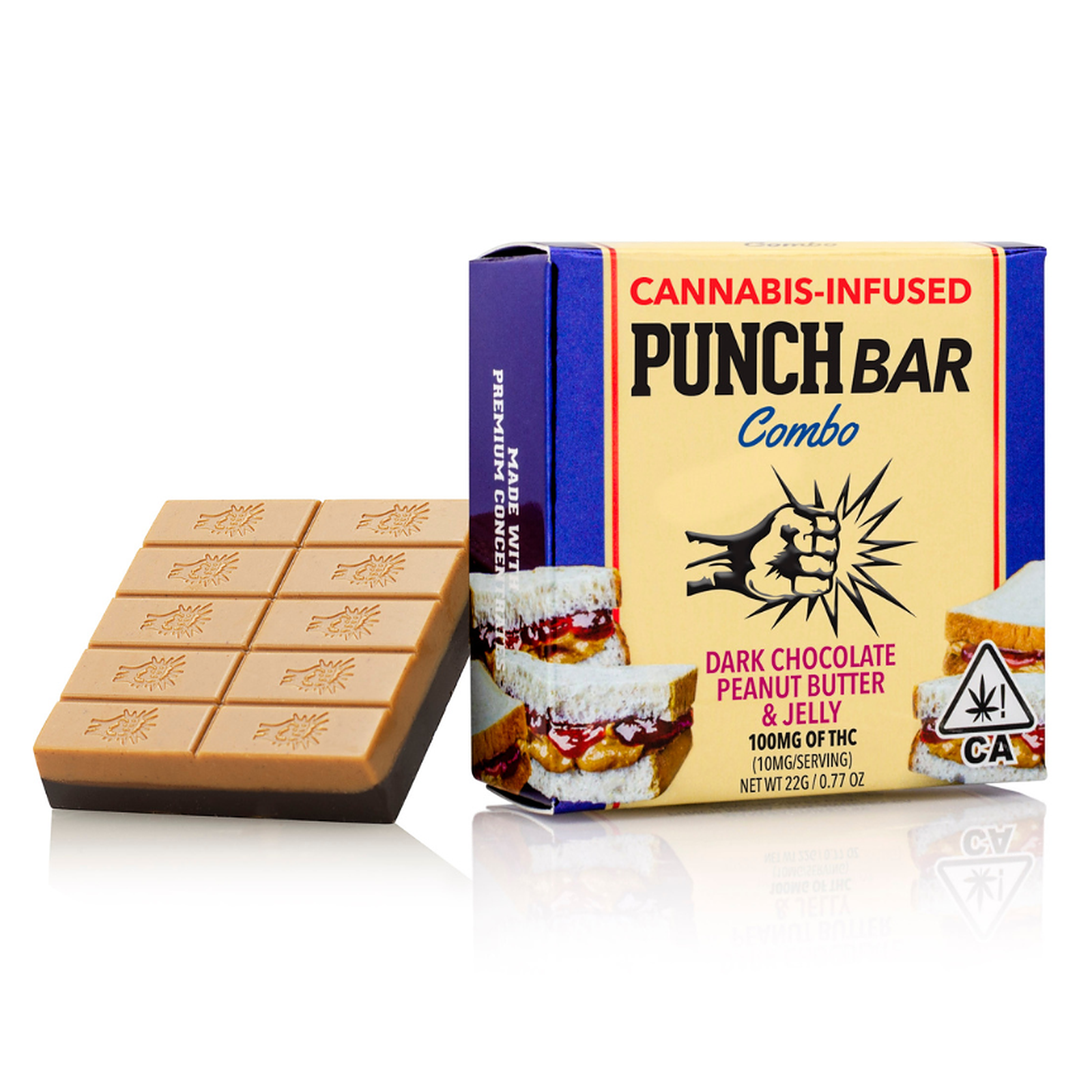 Peanut Butter Jelly Dark Chocolate Punch Bar 100mg