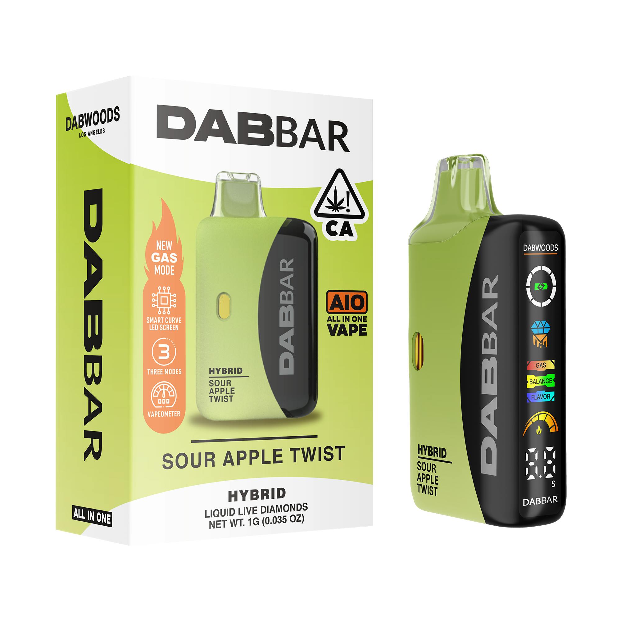 DABWOODS, 1.0G LIVE DIA AIO (H), SOUR APPLE TWIST