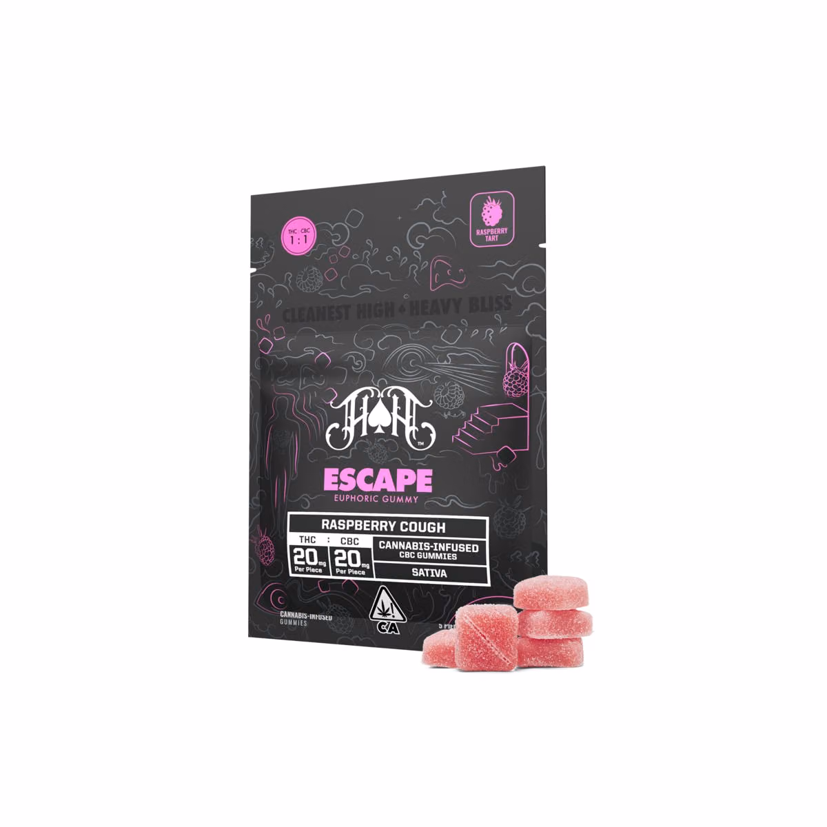 Raspberry Cough | Sativa Escape CBC Euphoric Gummy - 100mg THC 100mg CBC